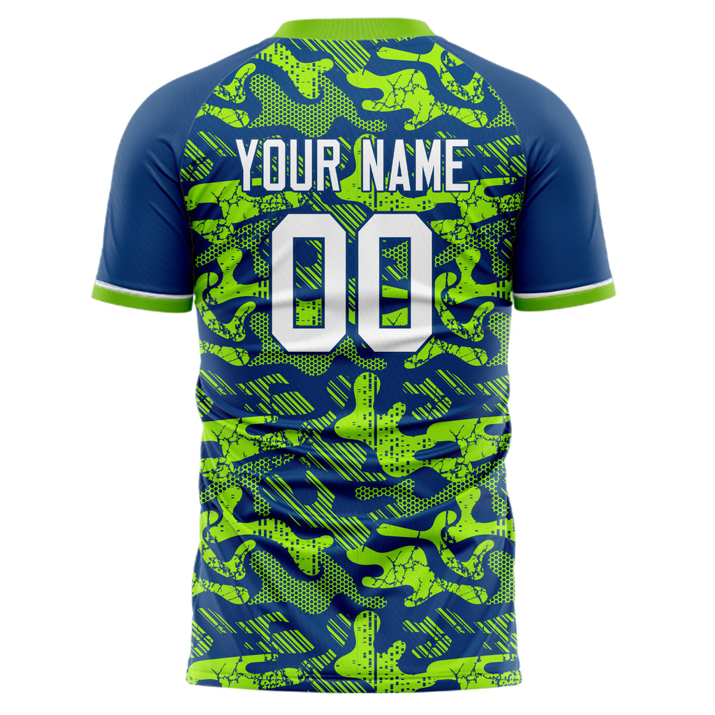 Personalized Royal & Neon Green Pattern Soccer Jersey