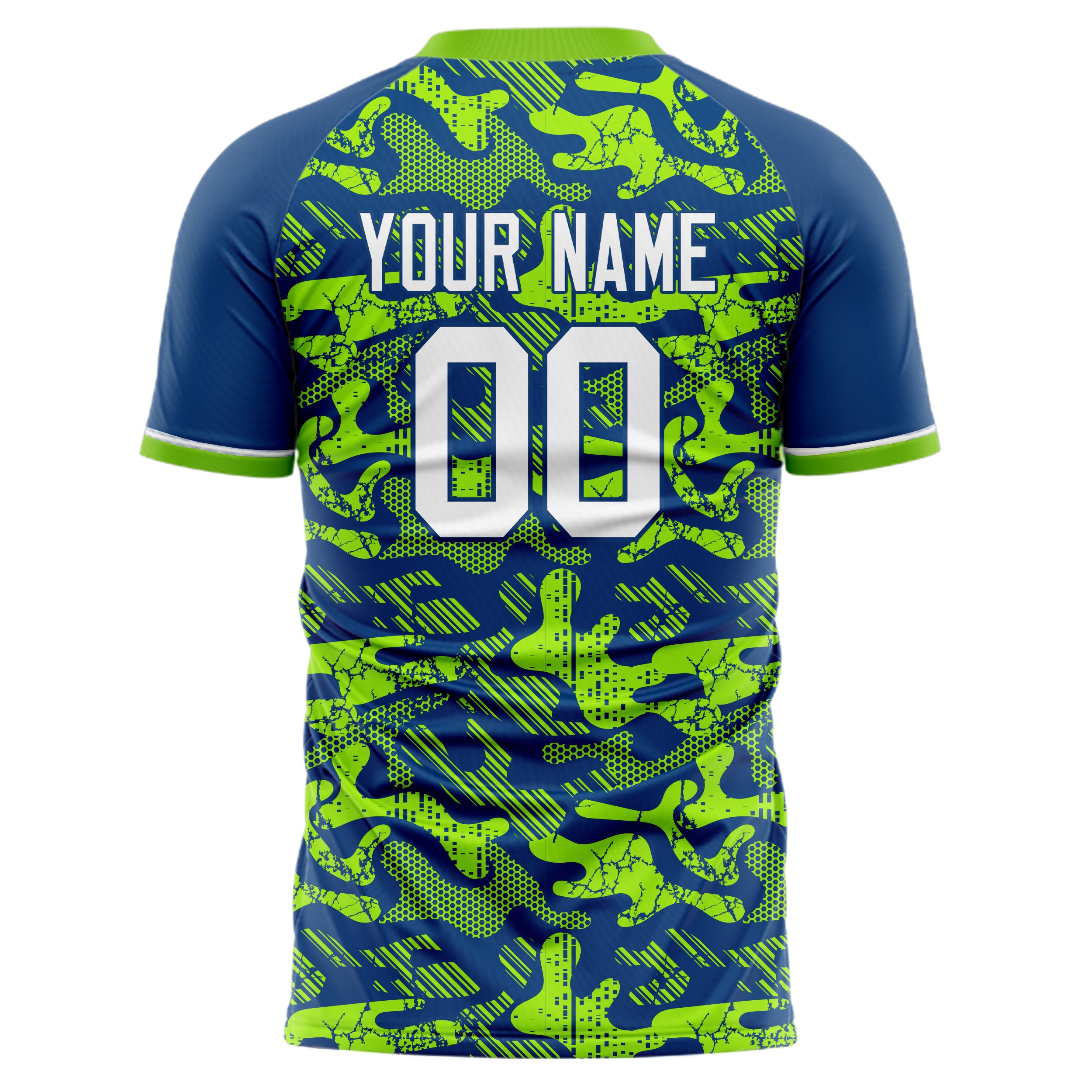 Personalized Royal & Neon Green Pattern Soccer Jersey