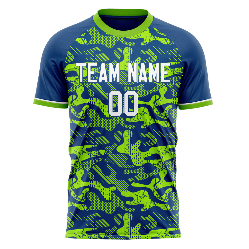 Personalized Royal & Neon Green Pattern Soccer Jersey