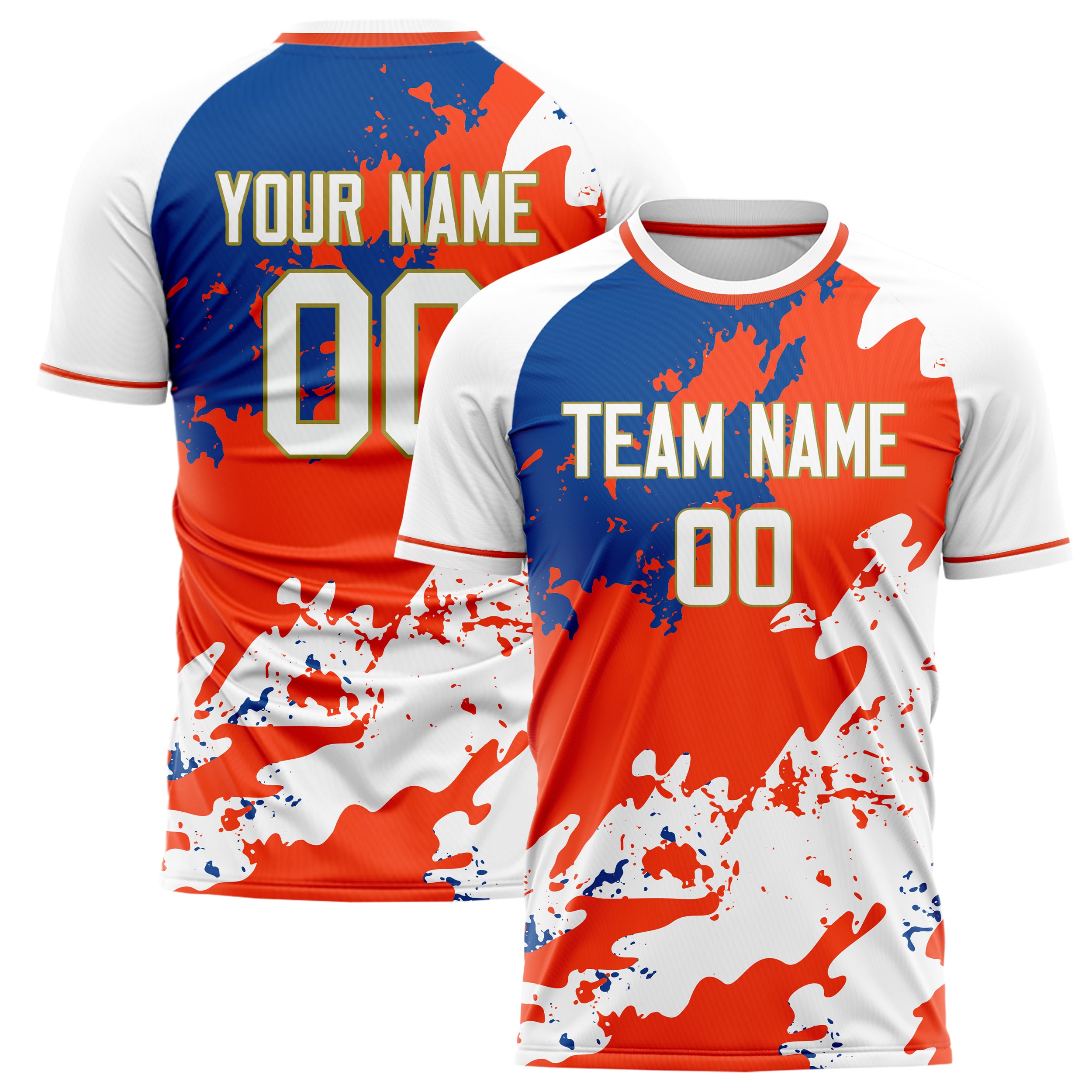 Personalized White & Red Pattern Soccer Jersey
