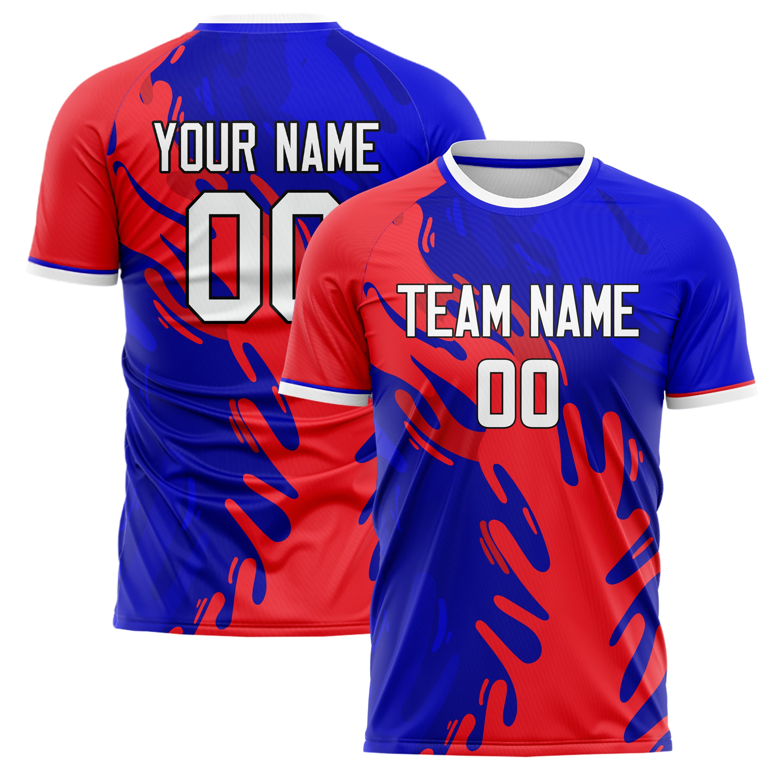 Personalized Royal & Red Pattern Soccer Jersey