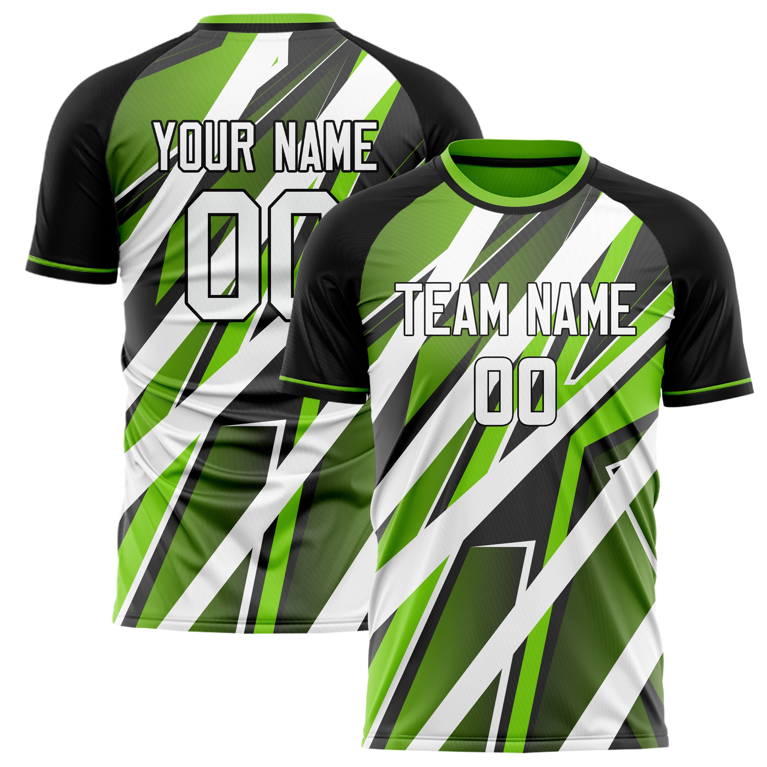 Personalized White & Green Pattern Soccer Jersey
