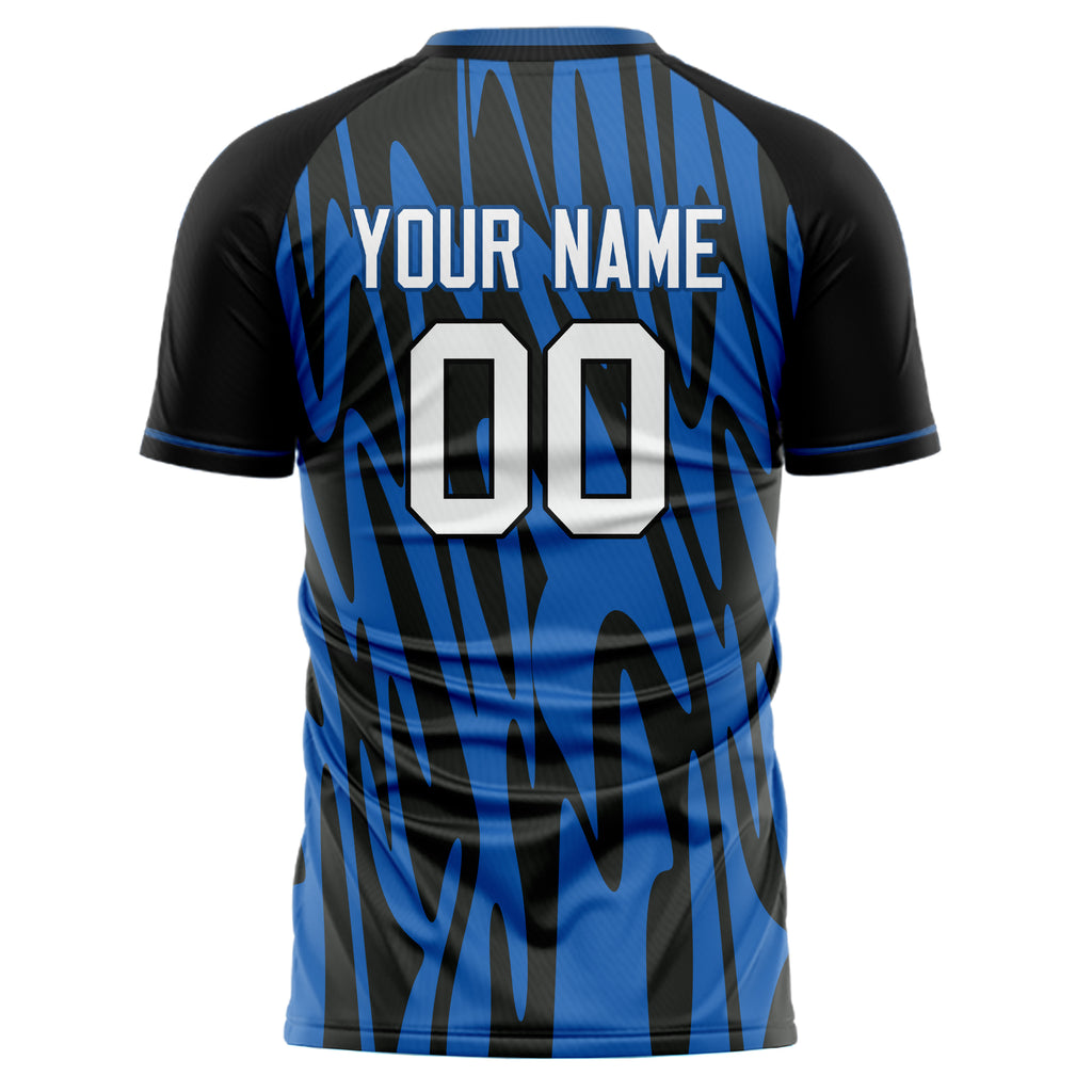 Personalized Black & Blue Pattern Soccer Jersey