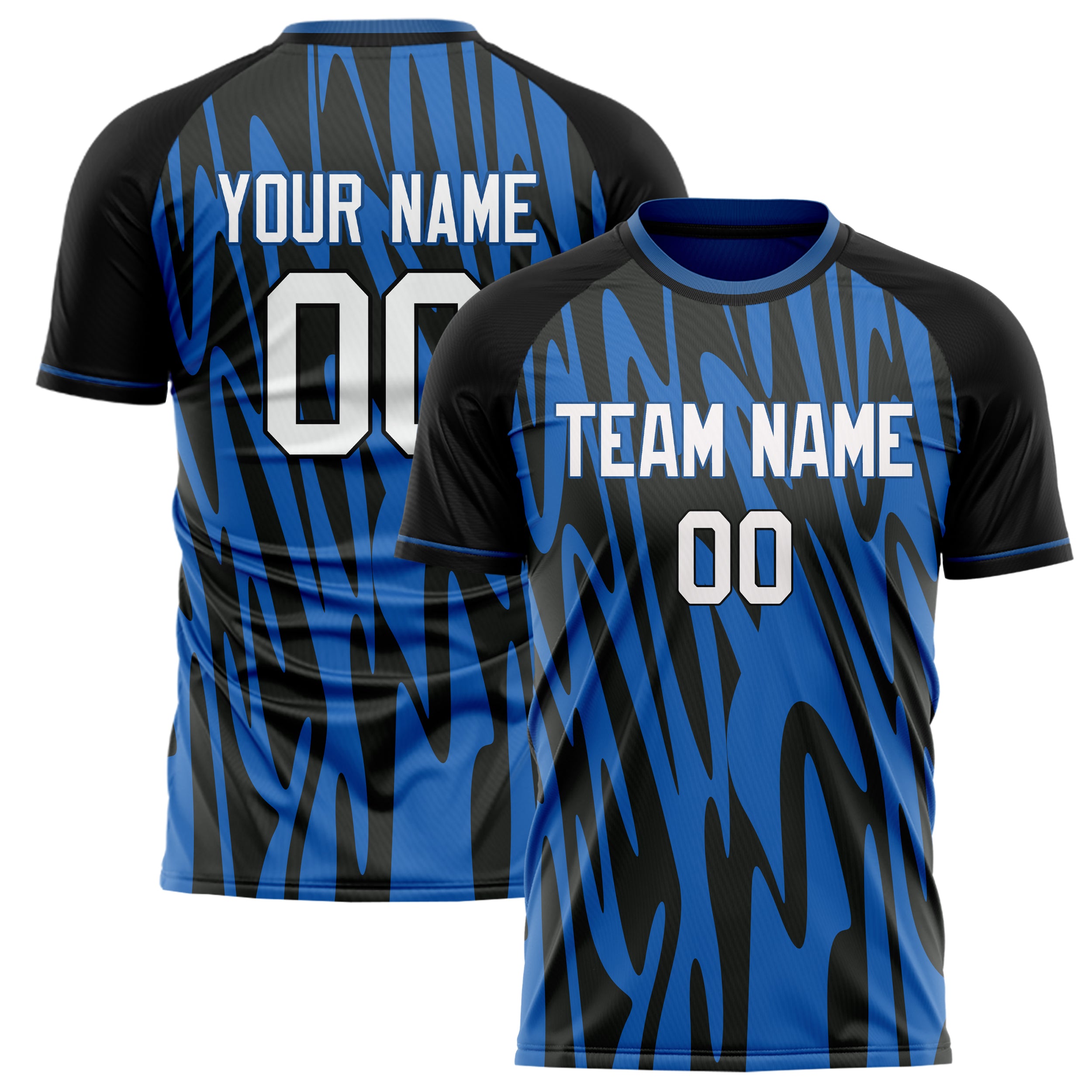Personalized Black & Blue Pattern Soccer Jersey