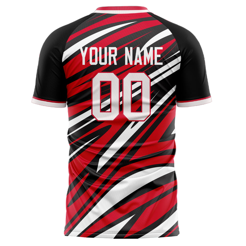 Personalized Red & White Pattern Soccer Jersey