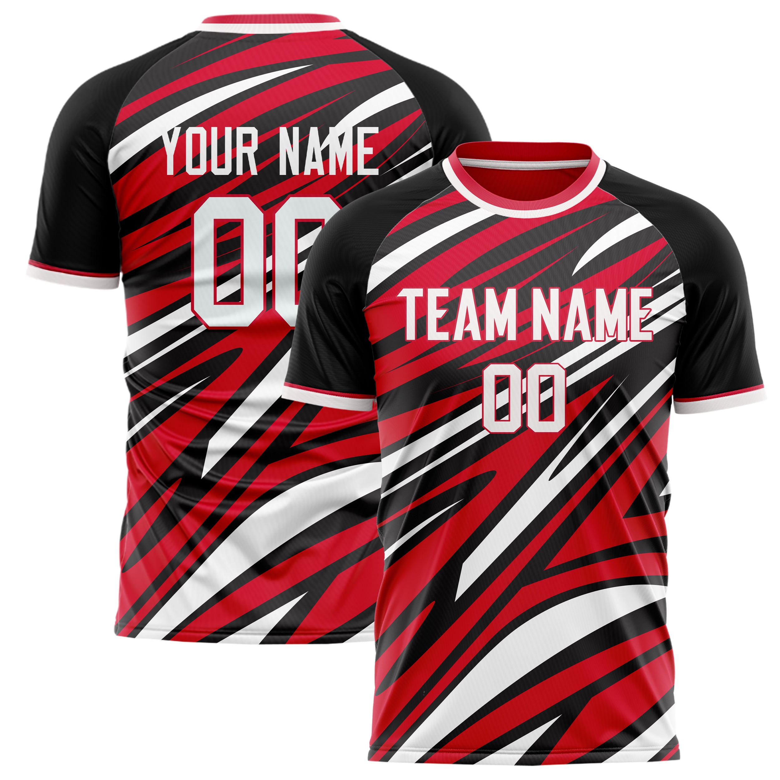 Personalized Red & White Pattern Soccer Jersey