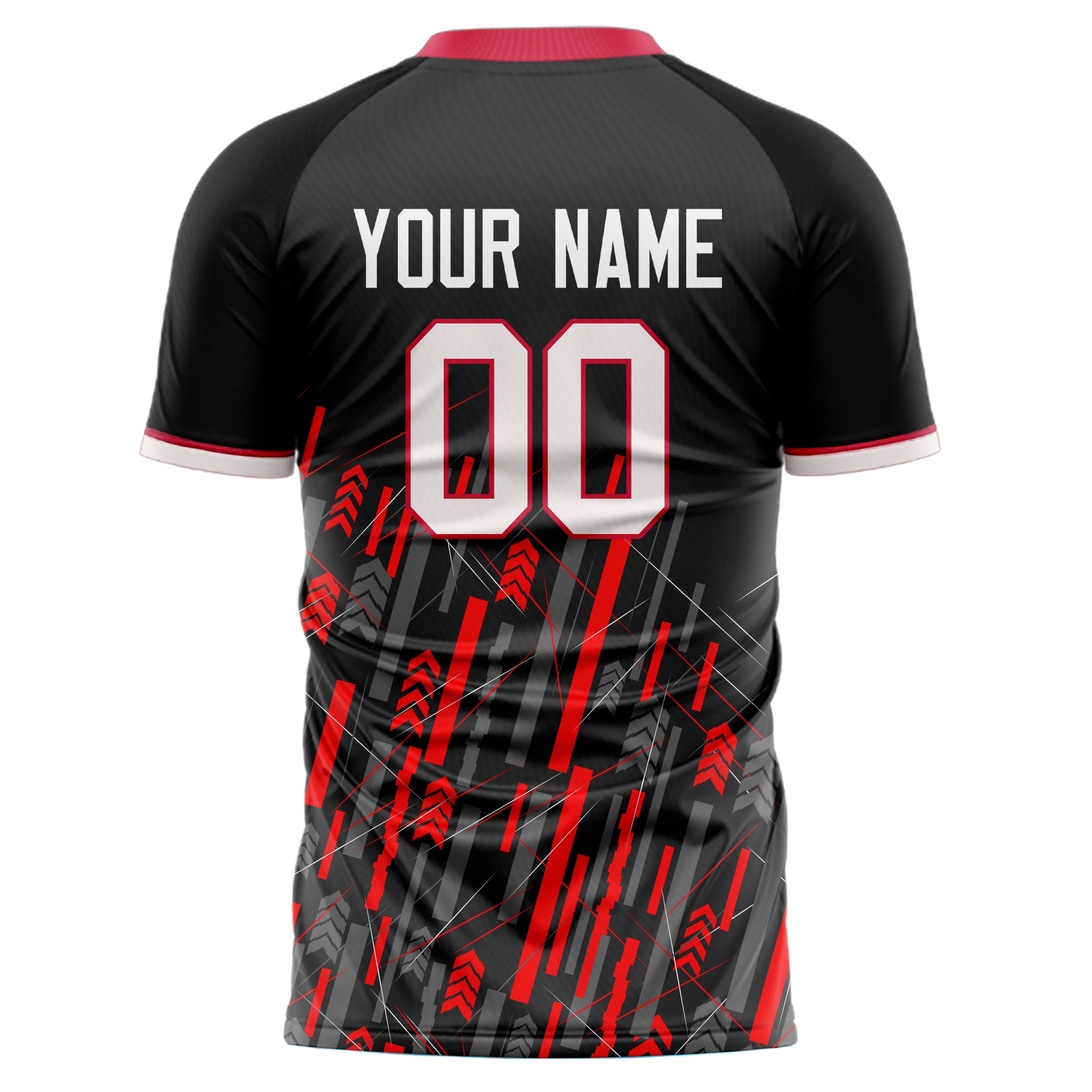 Personalized Black & Red Pattern Soccer Jersey