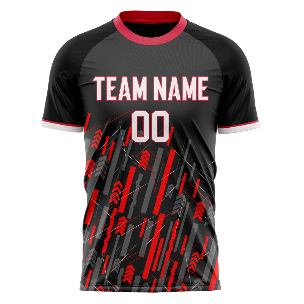 Personalized Black & Red Pattern Soccer Jersey