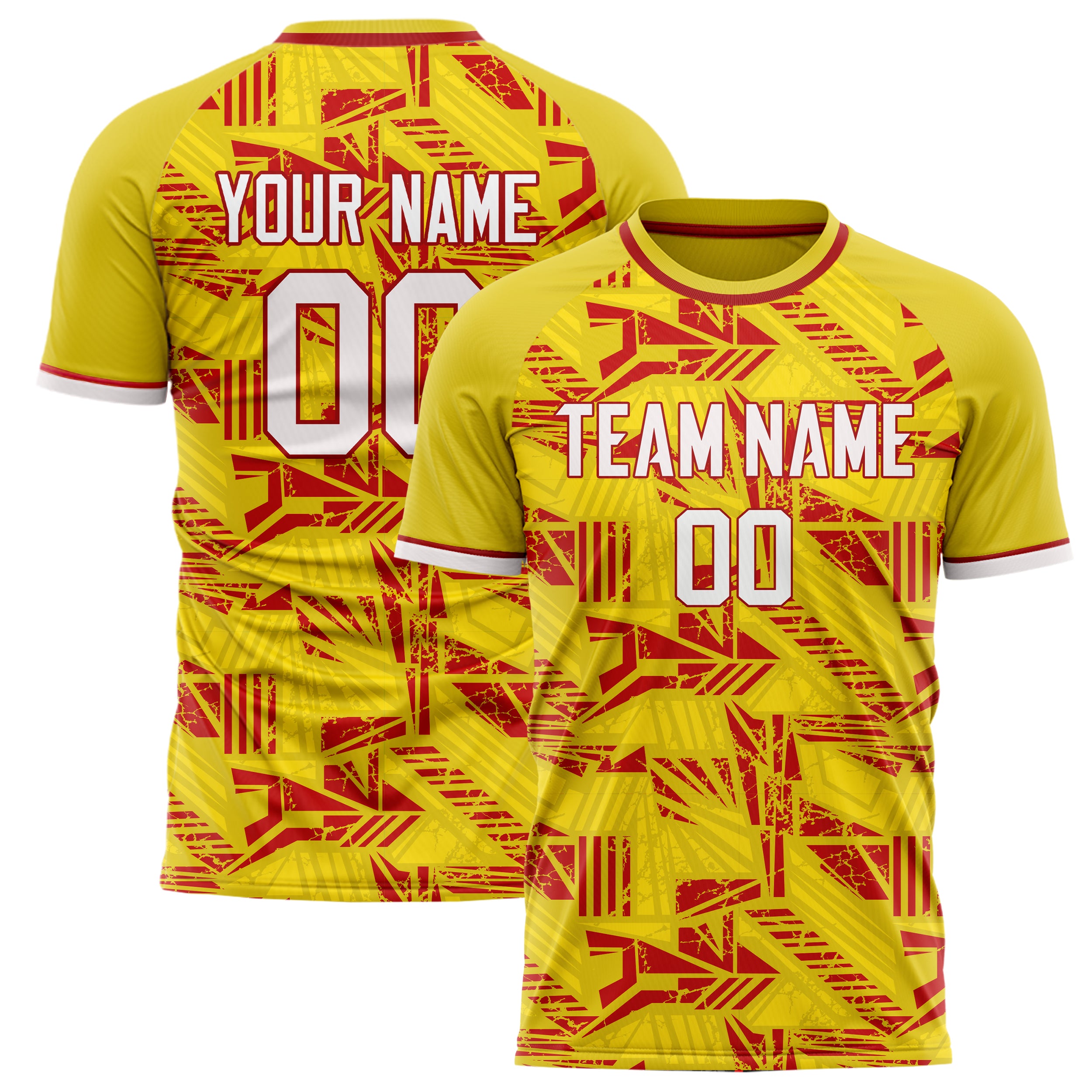 Personalized Yellow & Red Pattern Soccer Jersey