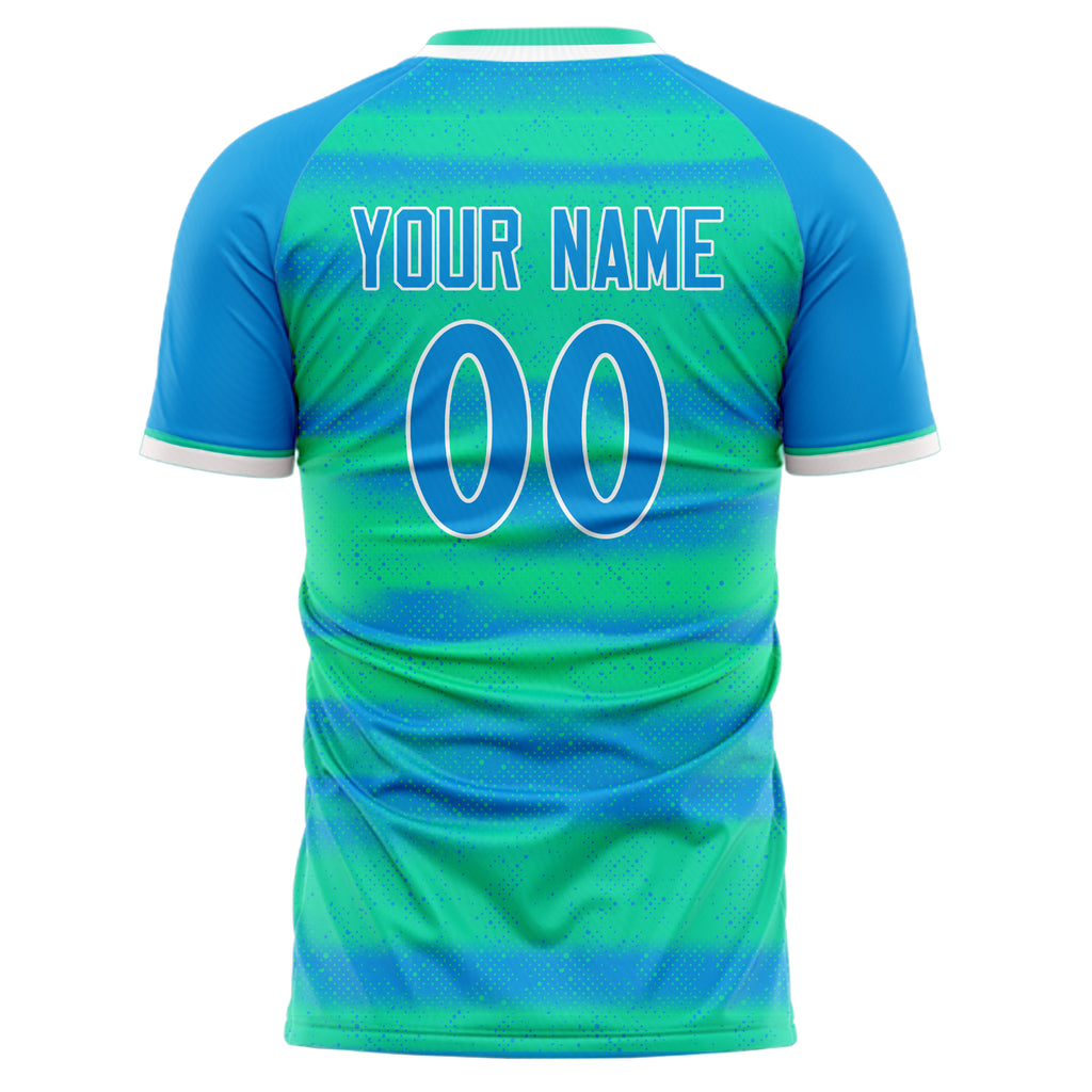 Personalized Blue & Teal Pattern Soccer Jersey