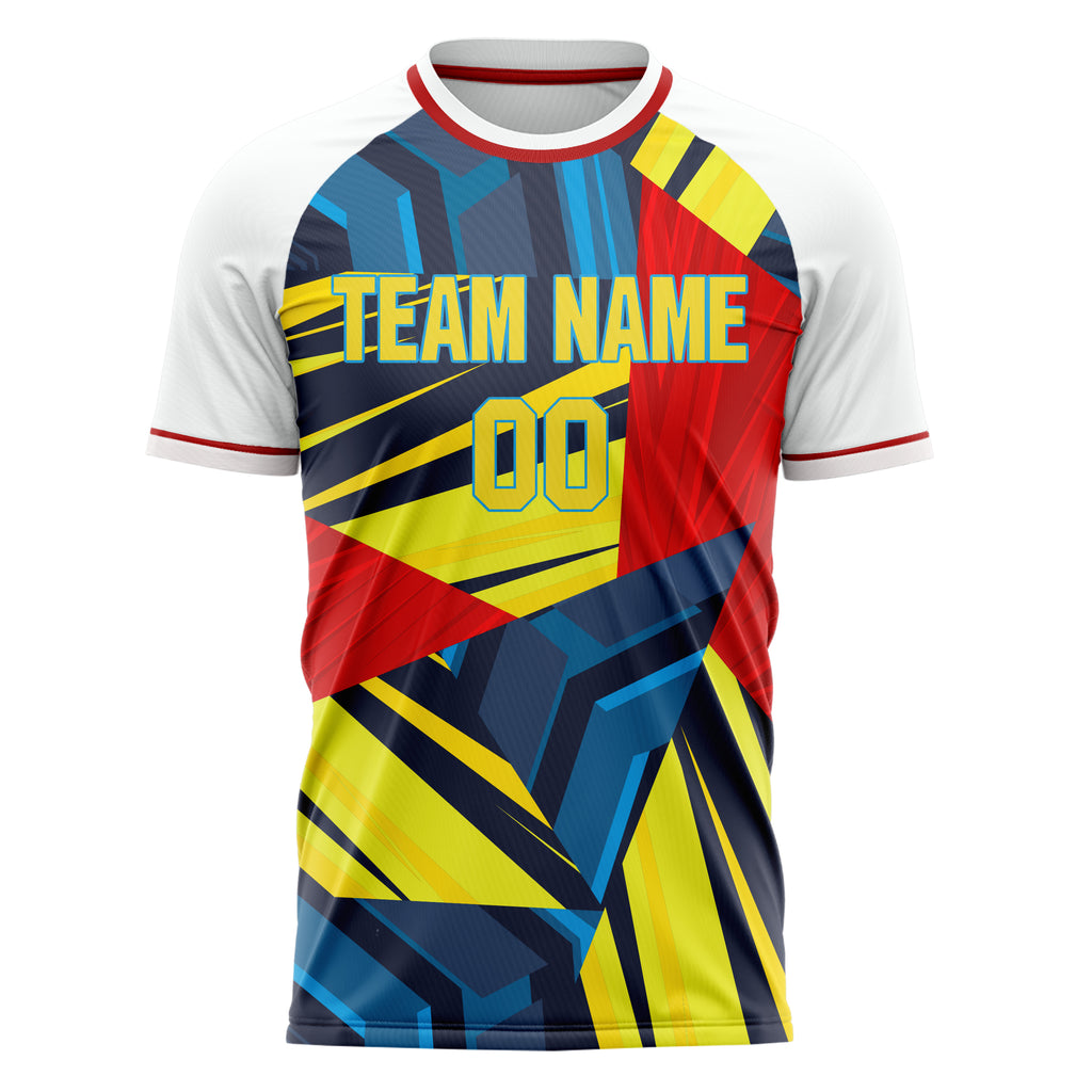 Personalized White & Gold Pattern Soccer Jersey