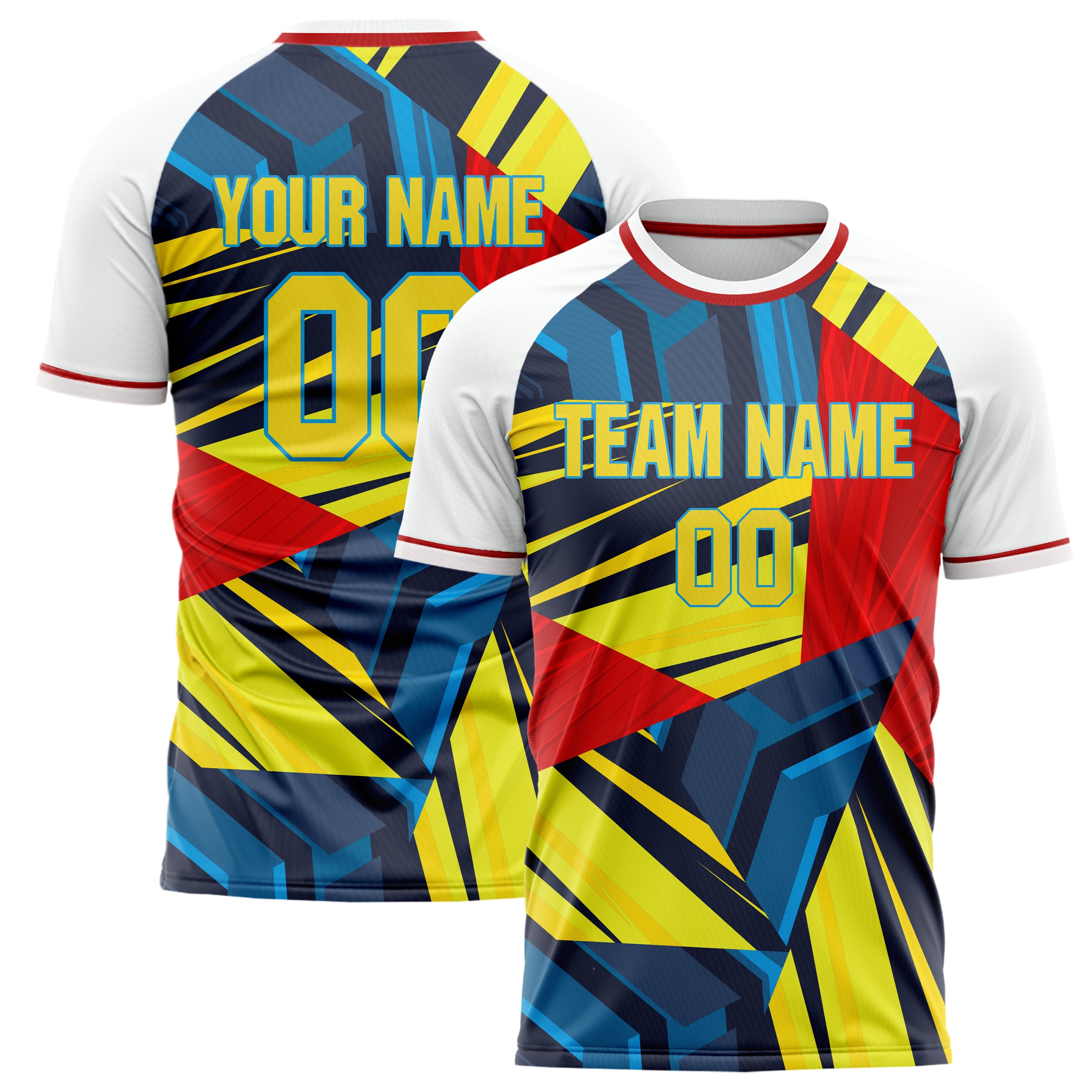 Personalized White & Gold Pattern Soccer Jersey