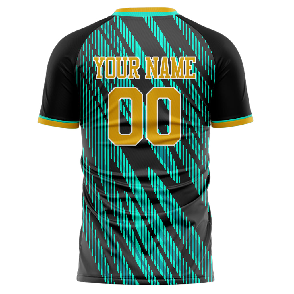 Personalized Black & Teal Pattern Soccer Jersey