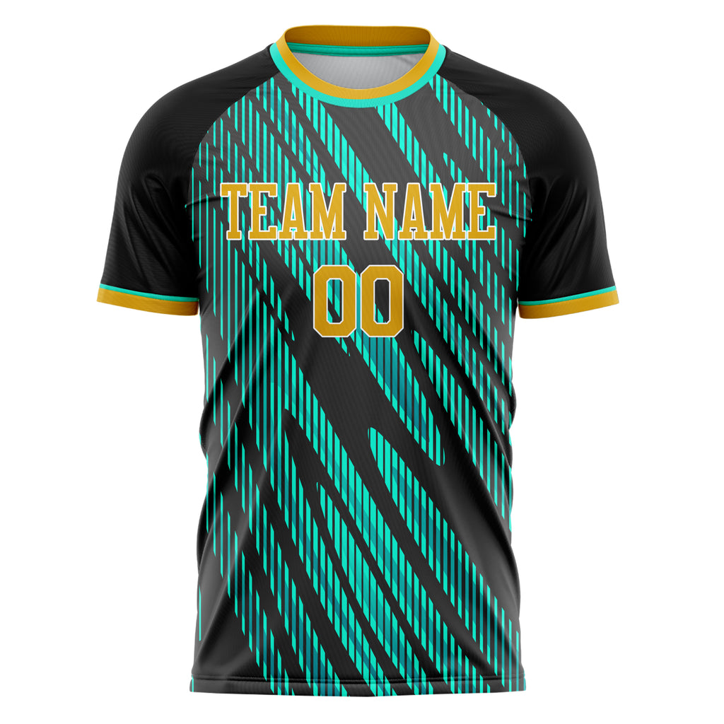 Personalized Black & Teal Pattern Soccer Jersey