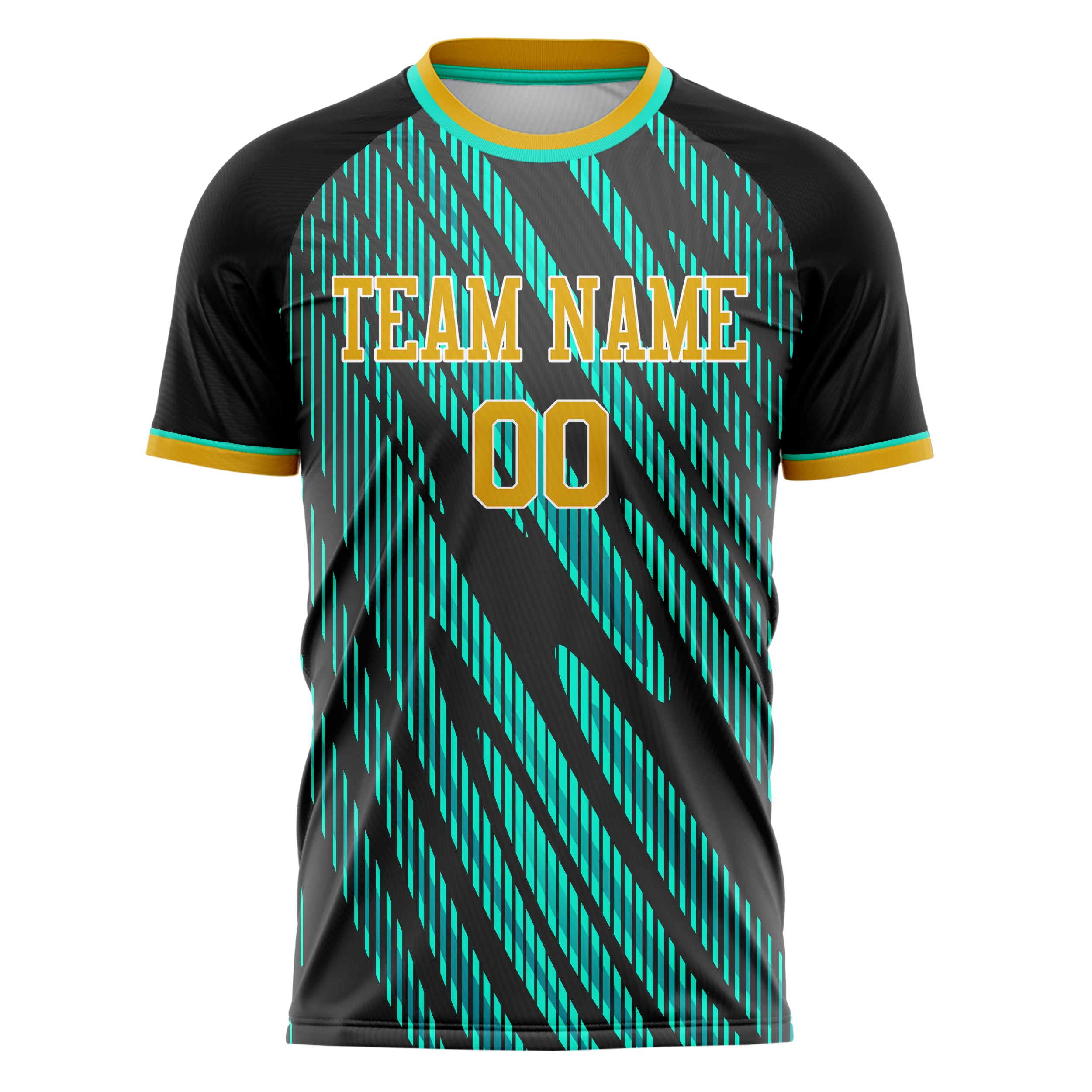 Personalized Black & Teal Pattern Soccer Jersey