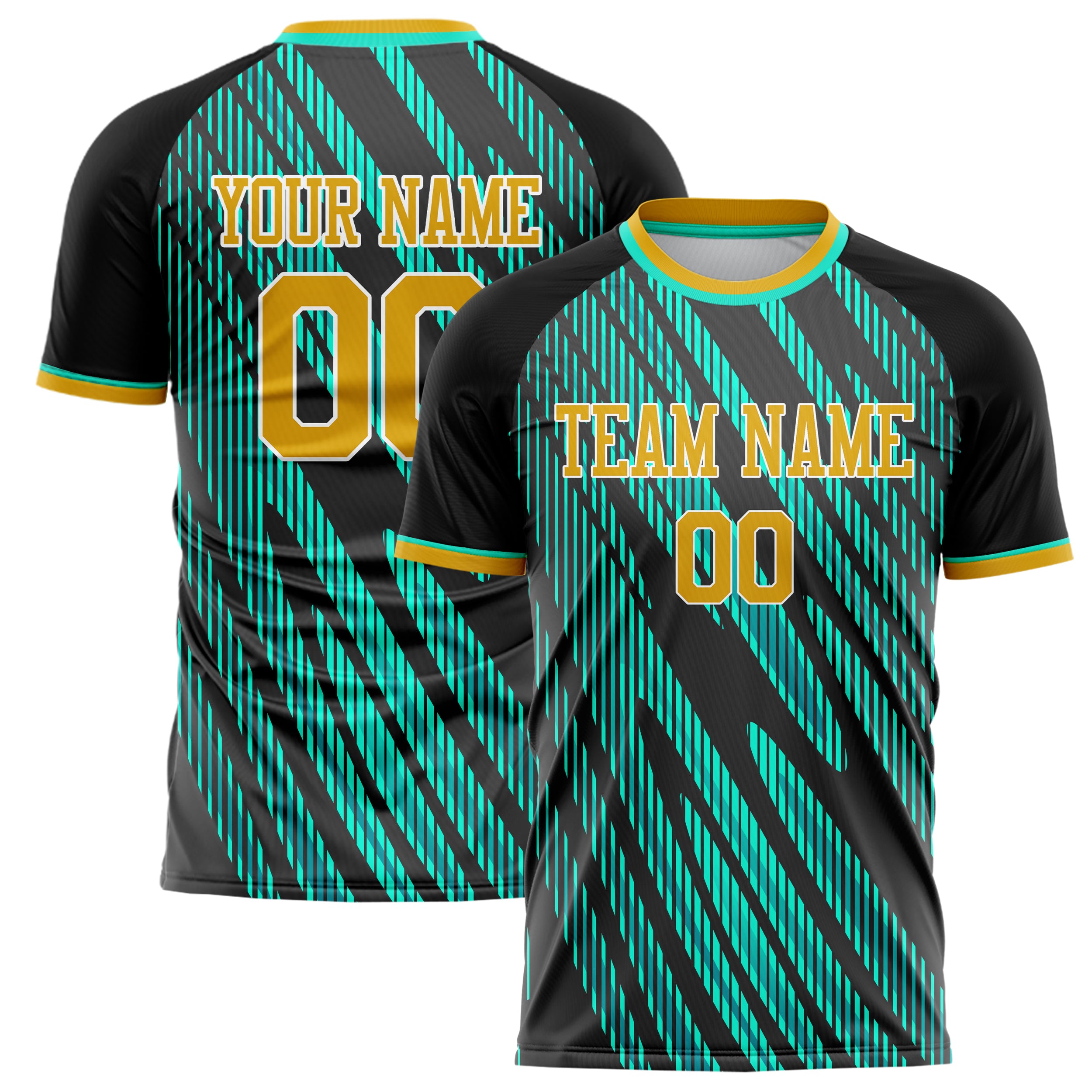 Personalized Black & Teal Pattern Soccer Jersey