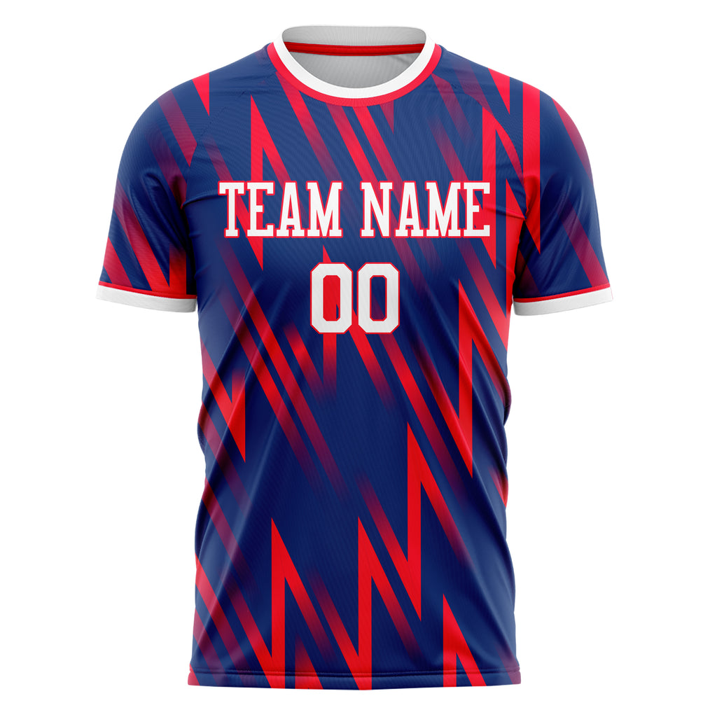 Personalized Navy & Red Pattern Soccer Jersey