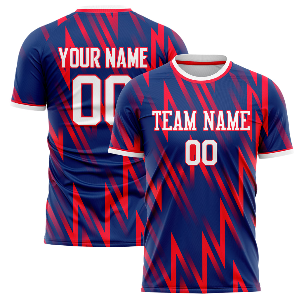 Personalized Navy & Red Pattern Soccer Jersey