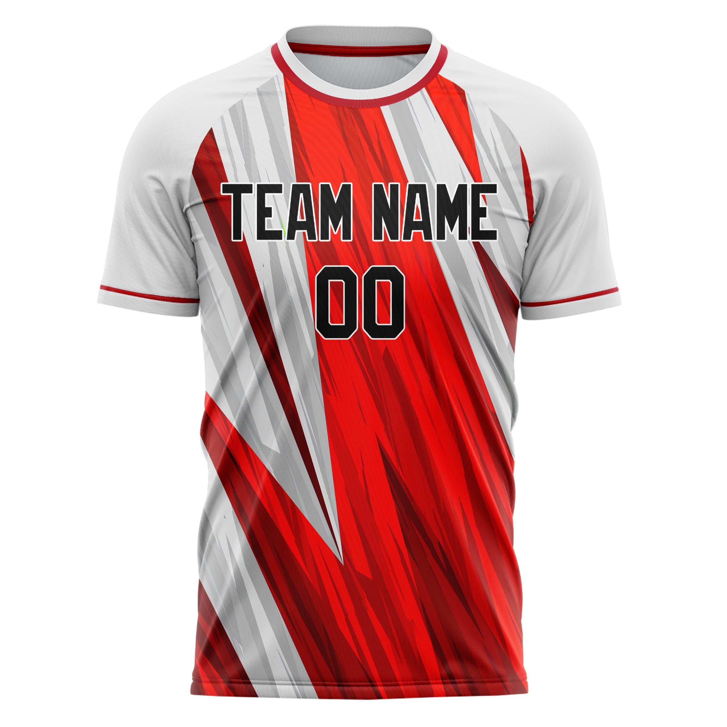 Personalized White & Red Pattern Soccer Jersey