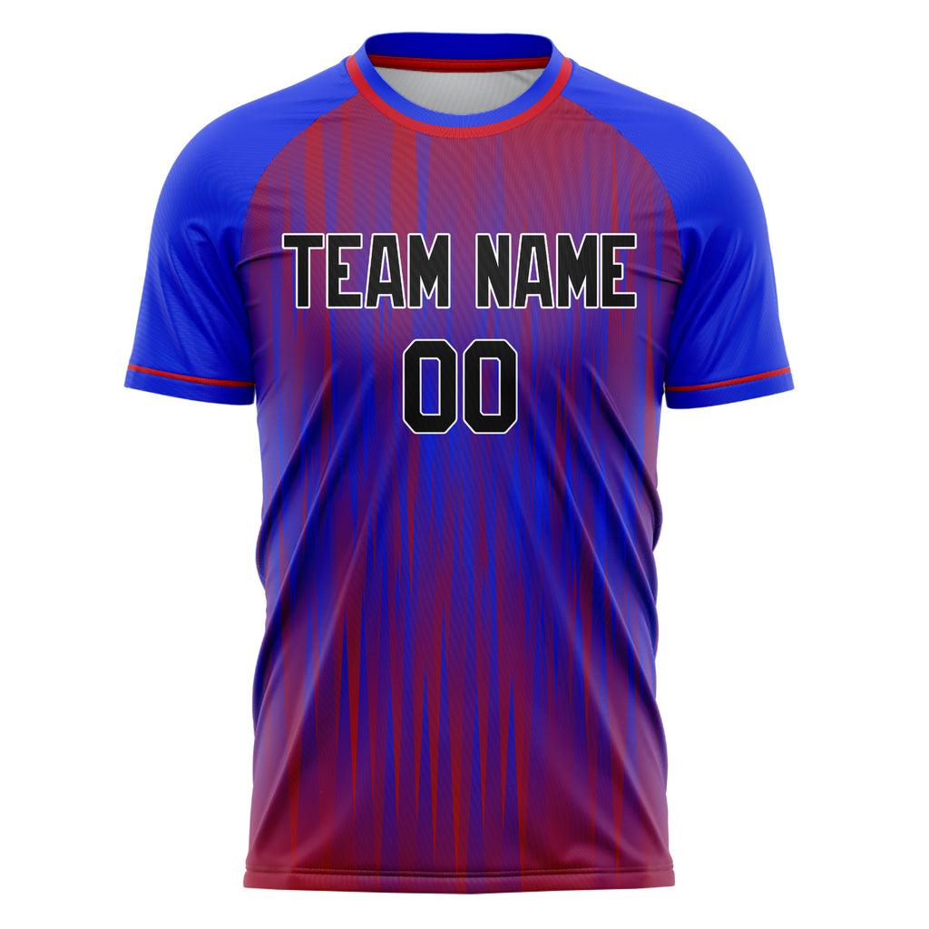 Personalized Blue & Red Pattern Soccer Jersey