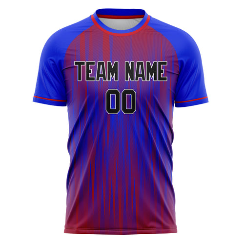 Personalized Blue & Red Pattern Soccer Jersey