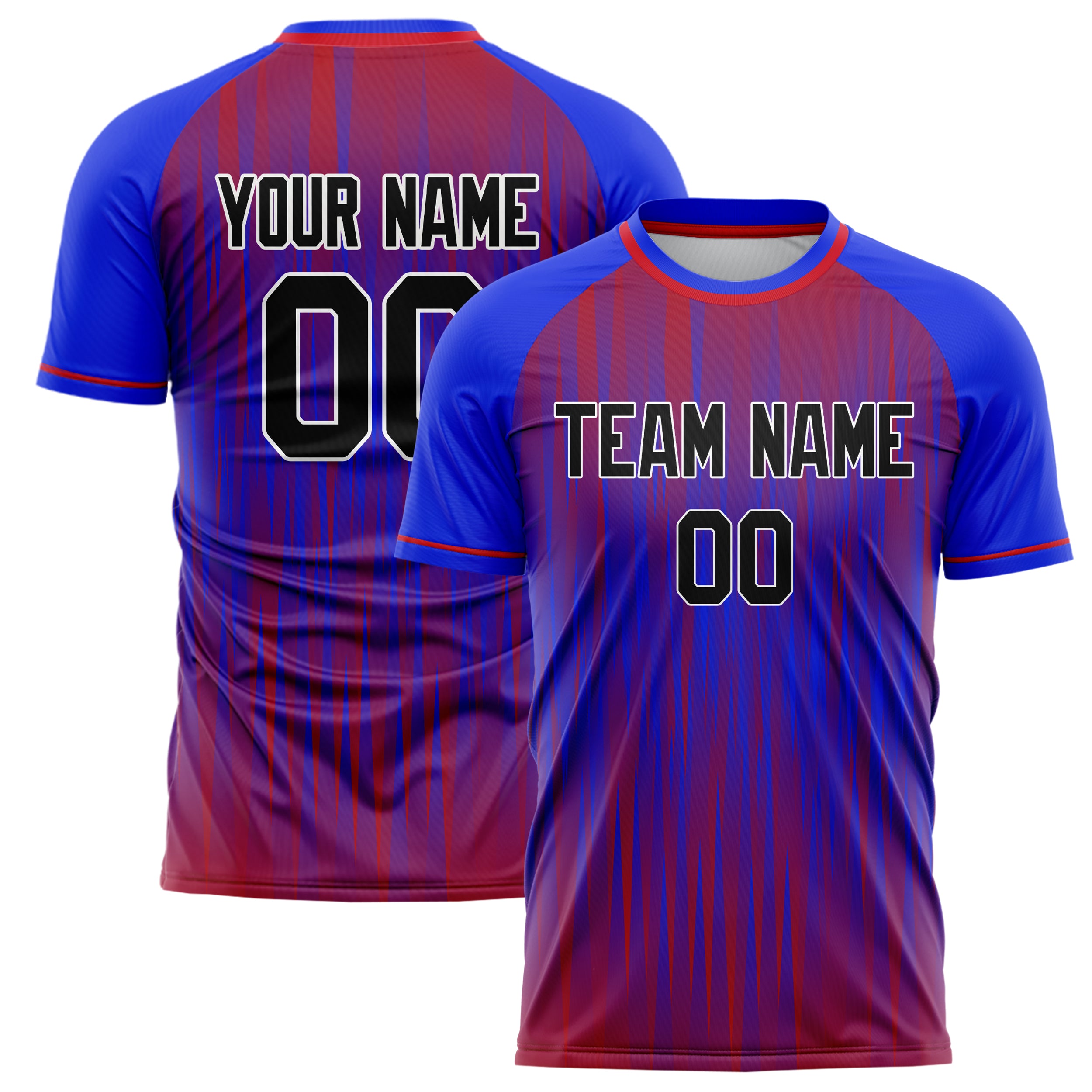 Personalized Blue & Red Pattern Soccer Jersey