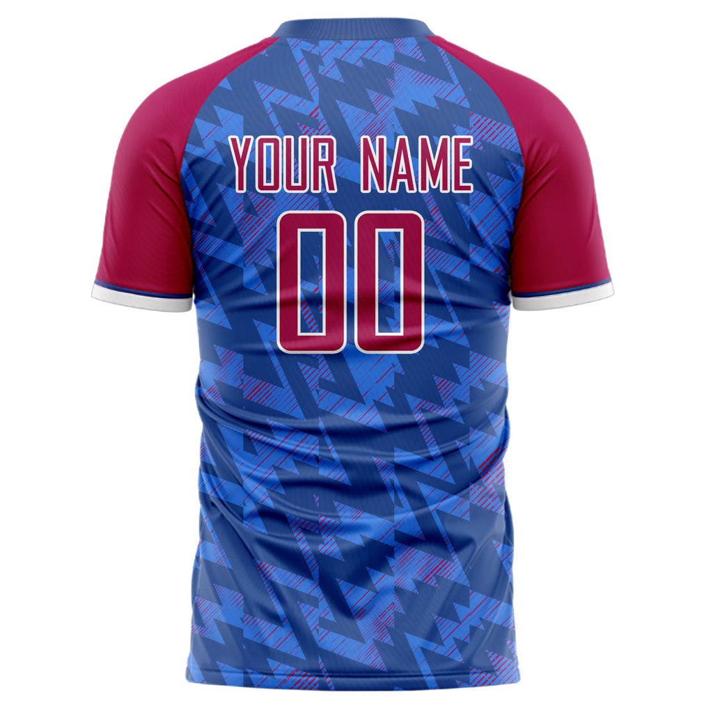 Personalized Blue & Red Pattern Soccer Jersey