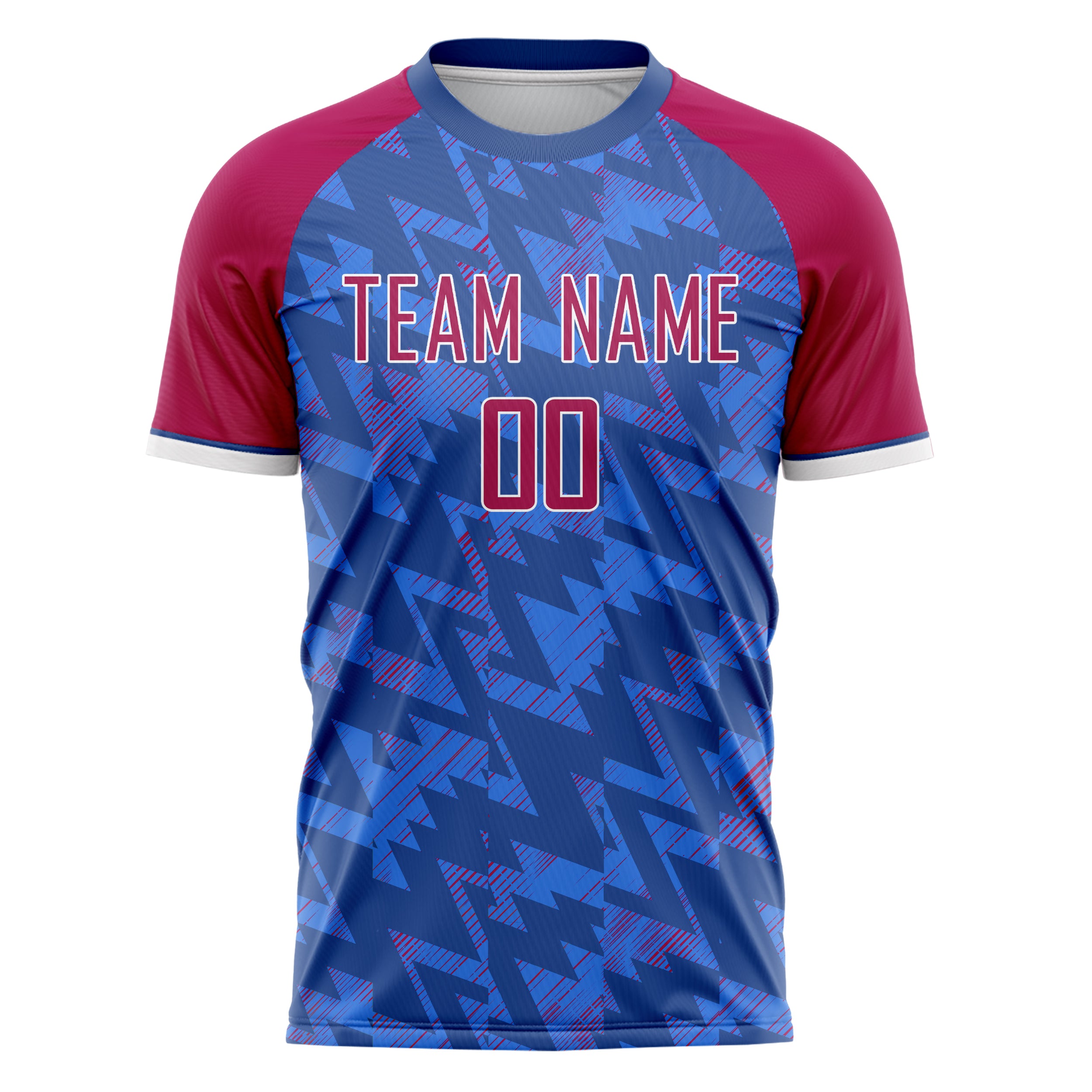 Personalized Blue & Red Pattern Soccer Jersey