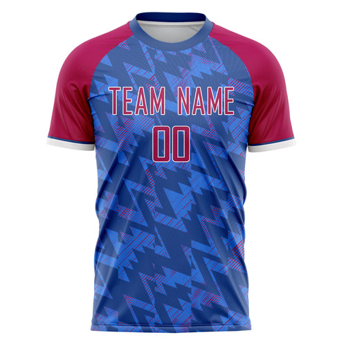 Personalized Blue & Red Pattern Soccer Jersey