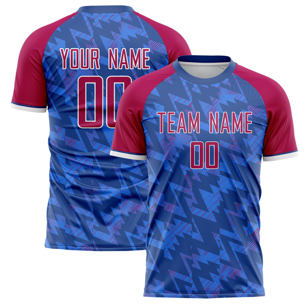 Personalized Blue & Red Pattern Soccer Jersey