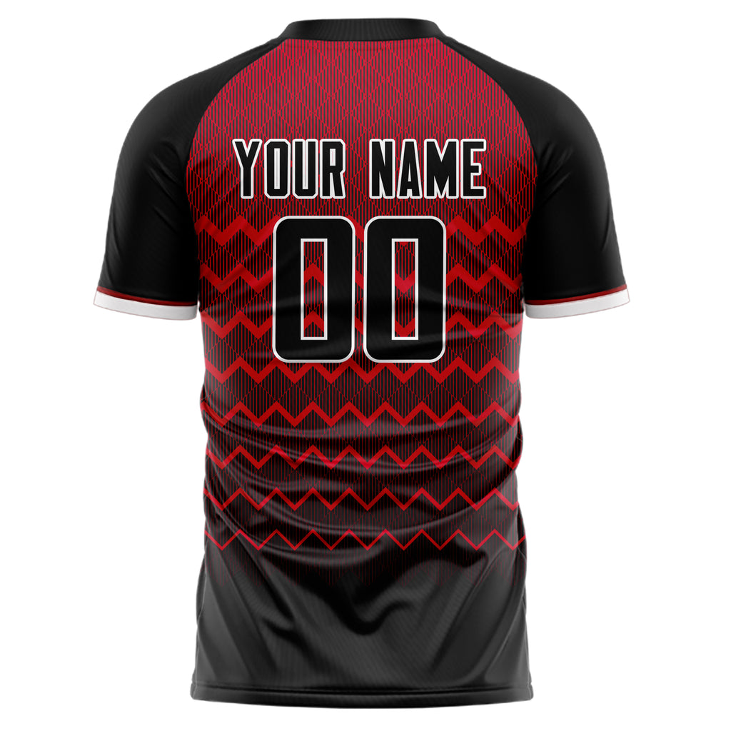 Personalized Black & Red Pattern Soccer Jersey