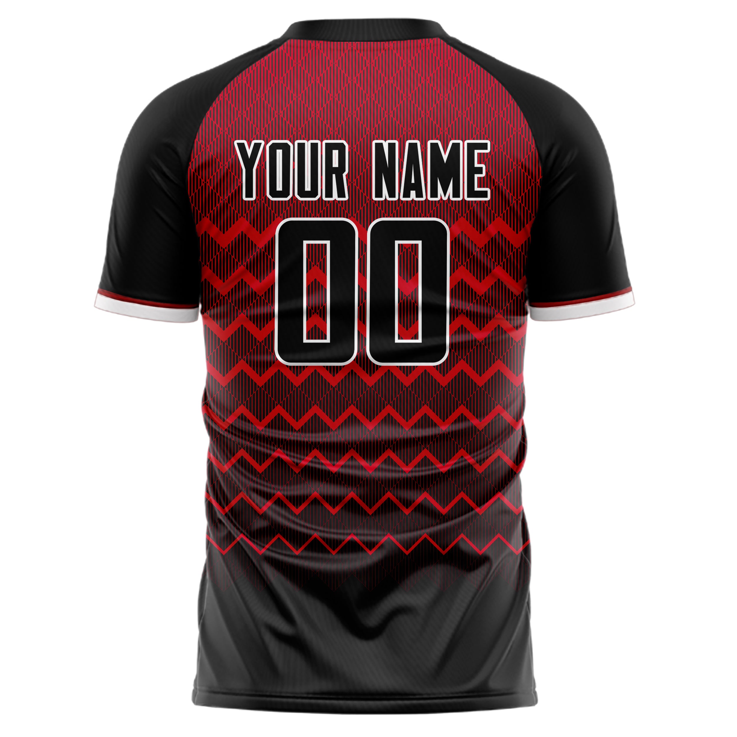 Personalized Black & Red Pattern Soccer Jersey