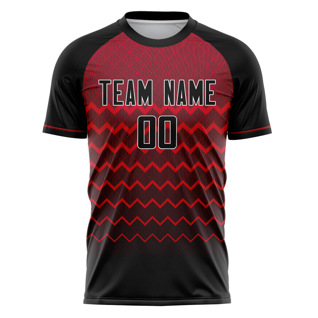 Personalized Black & Red Pattern Soccer Jersey