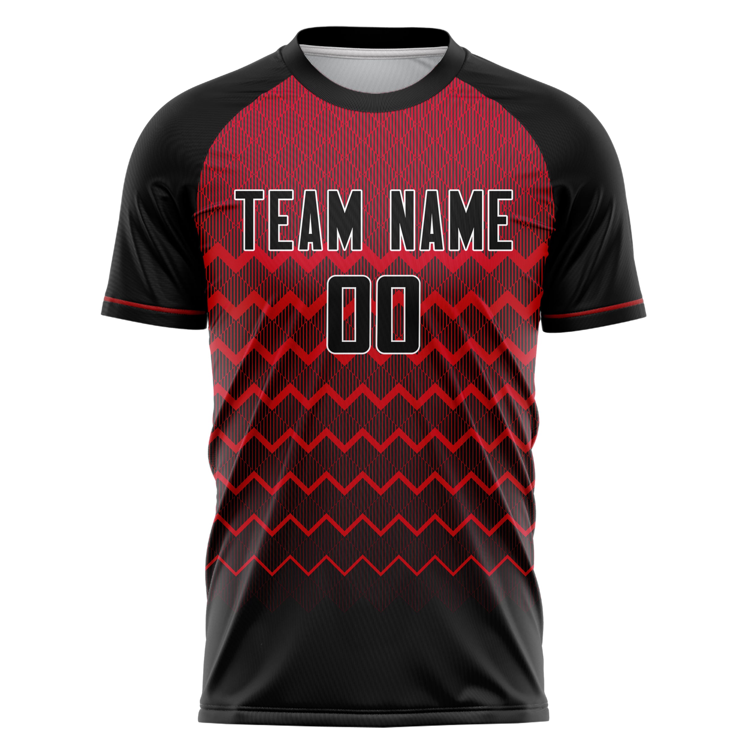 Personalized Black & Red Pattern Soccer Jersey