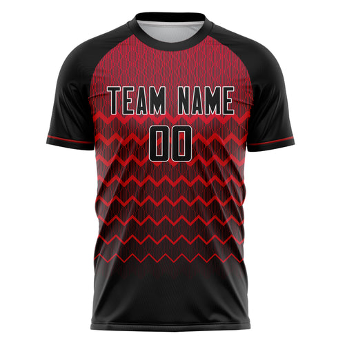 Personalized Black & Red Pattern Soccer Jersey