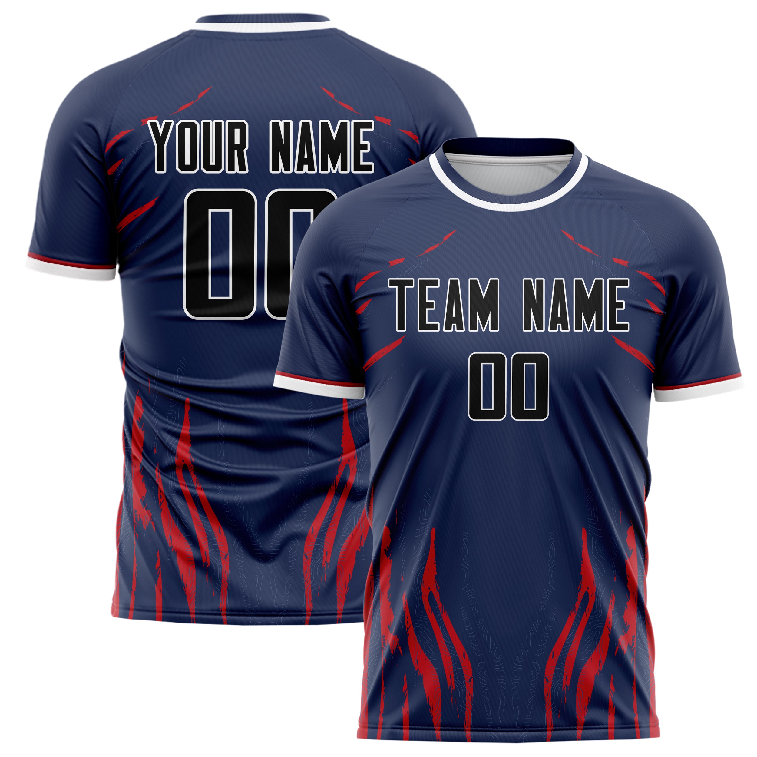 Personalized Navy & Black Pattern Soccer Jersey