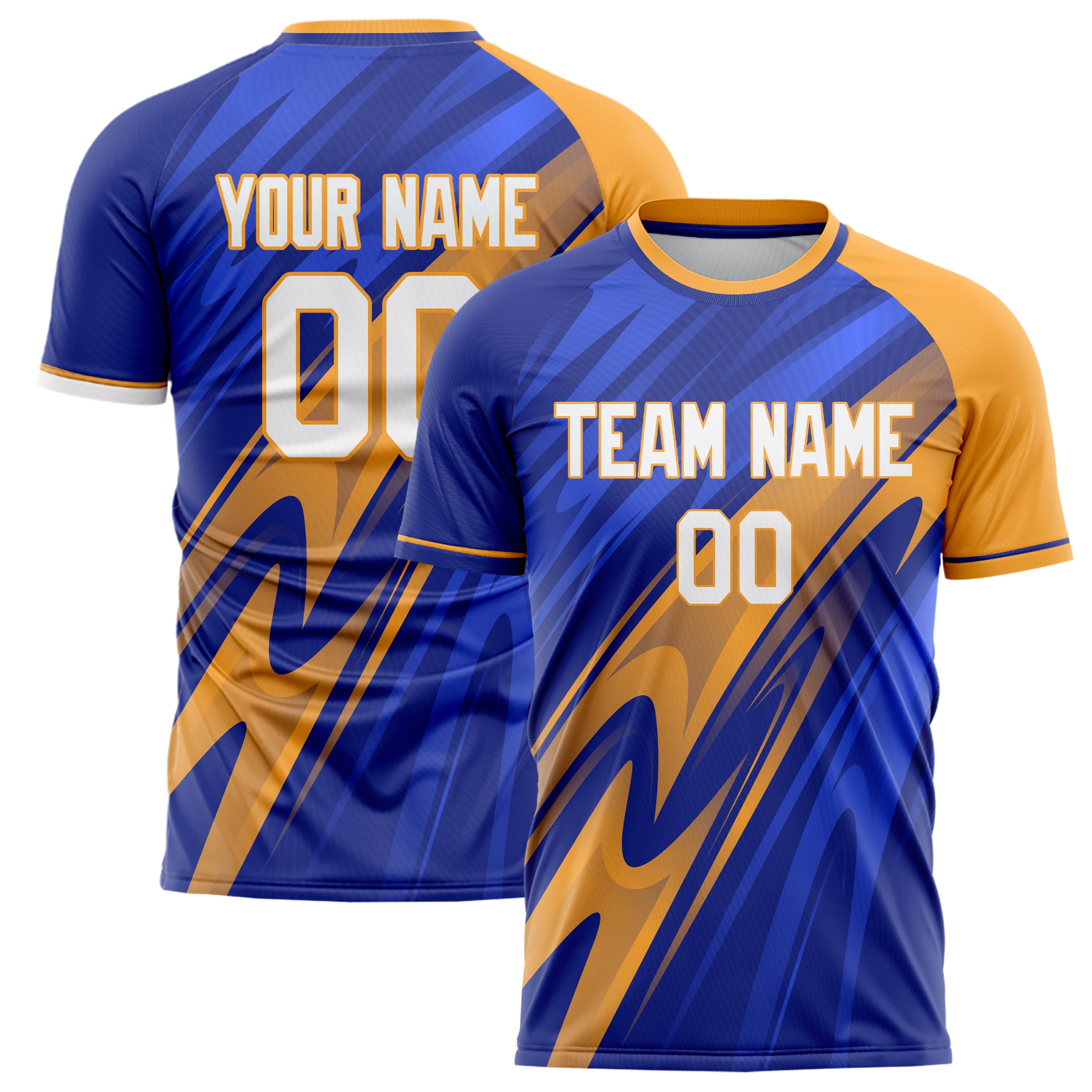Personalized Blue & Orange Pattern Soccer Jersey