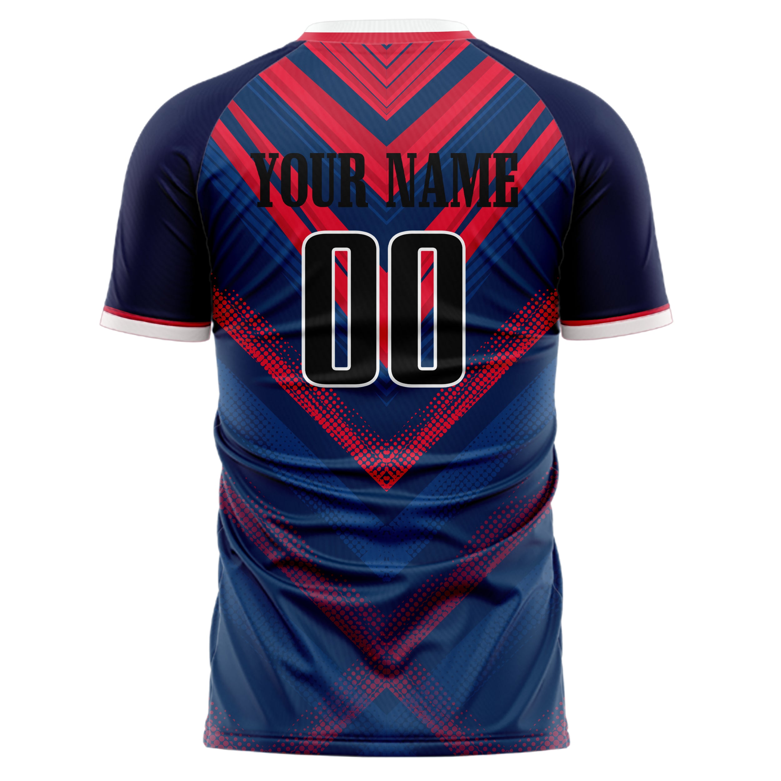 Personalized Navy & Red Pattern Soccer Jersey
