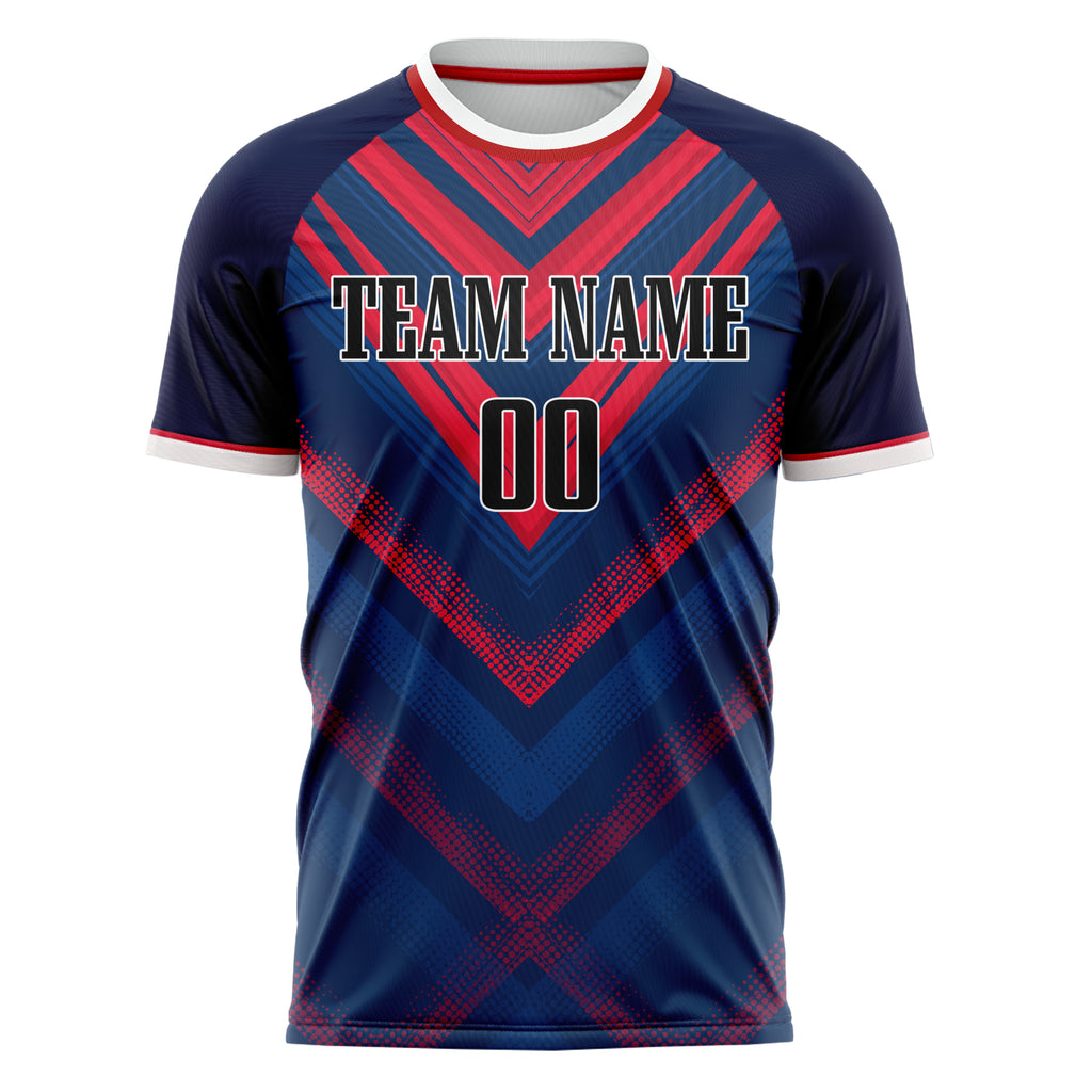 Personalized Navy & Red Pattern Soccer Jersey