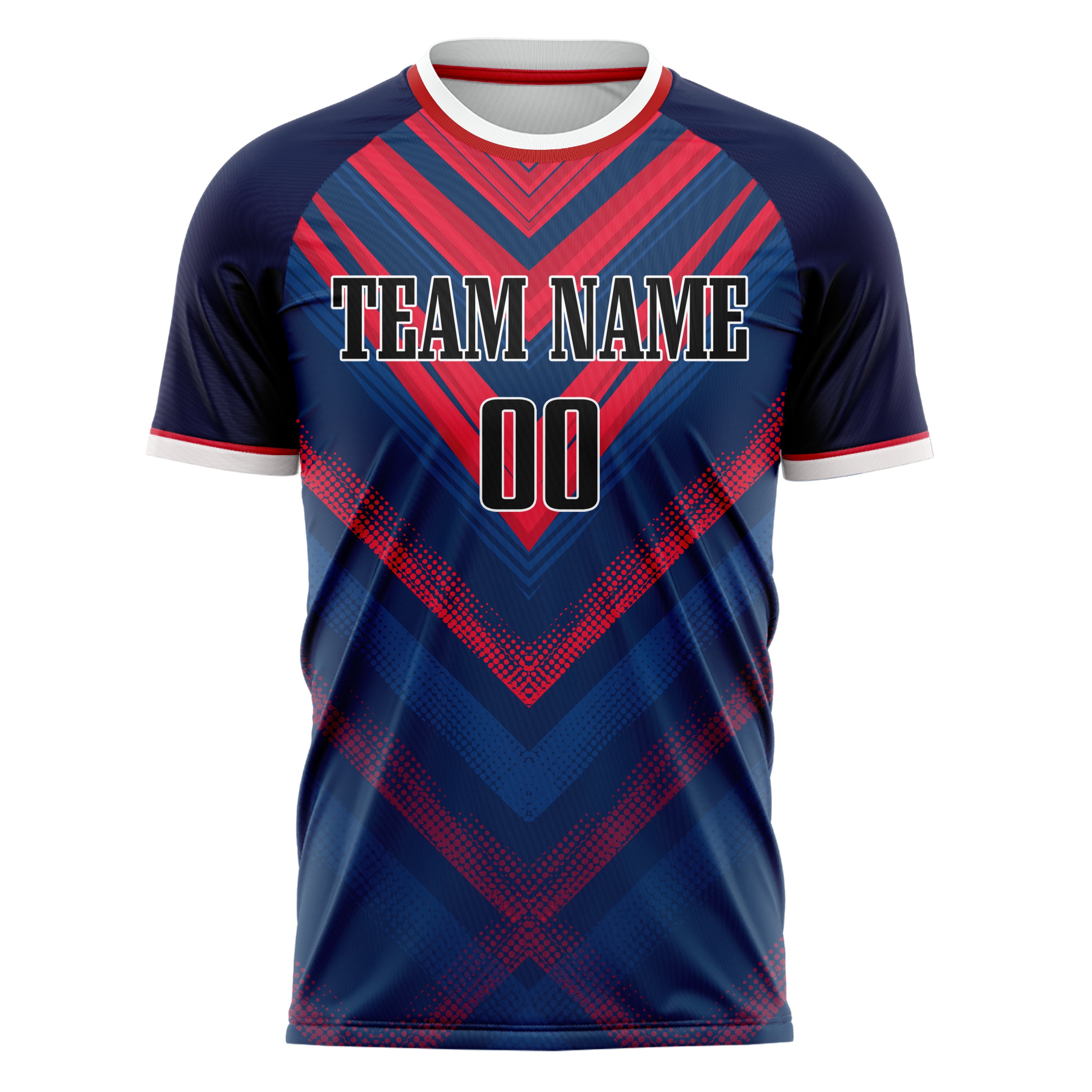 Personalized Navy & Red Pattern Soccer Jersey