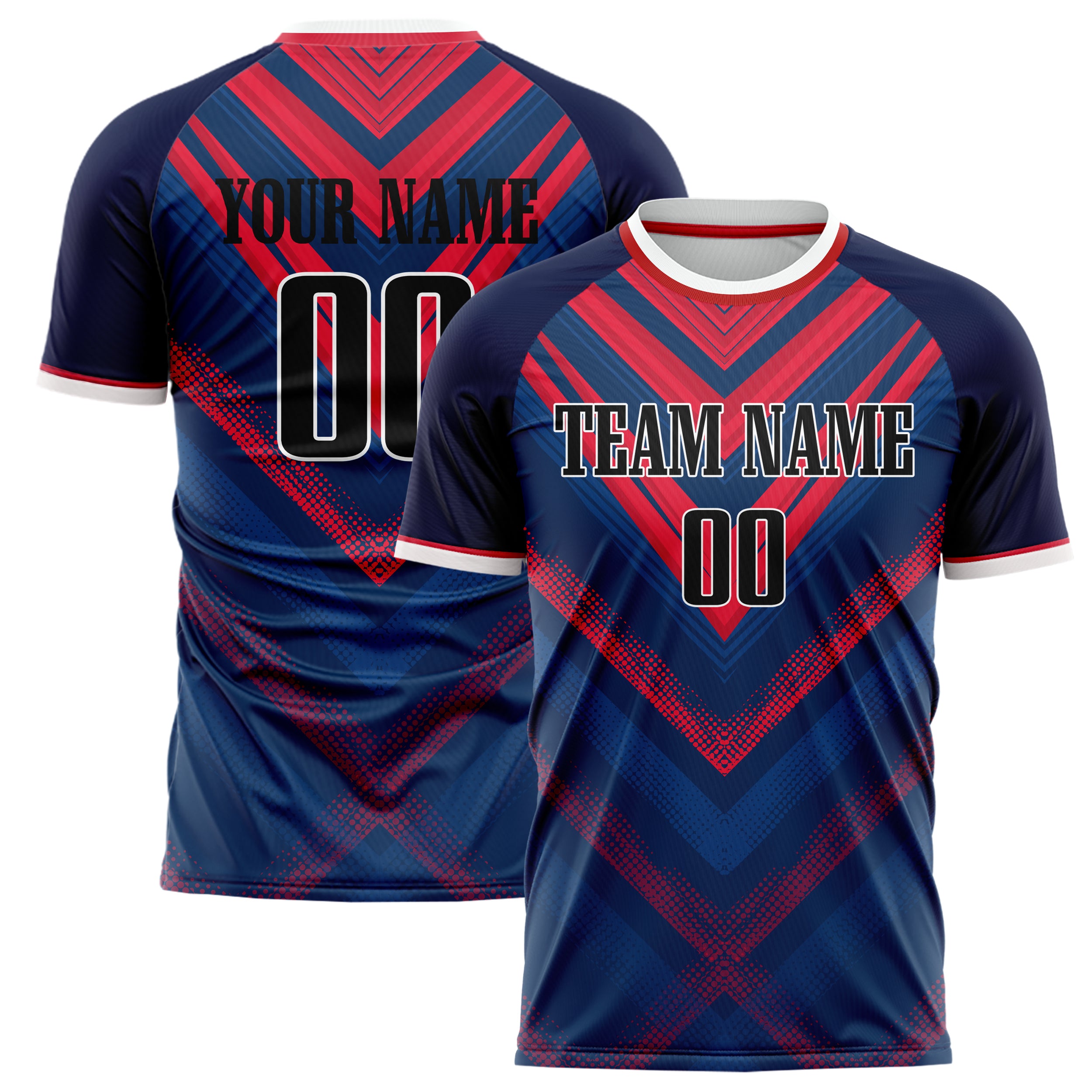 Personalized Navy & Red Pattern Soccer Jersey