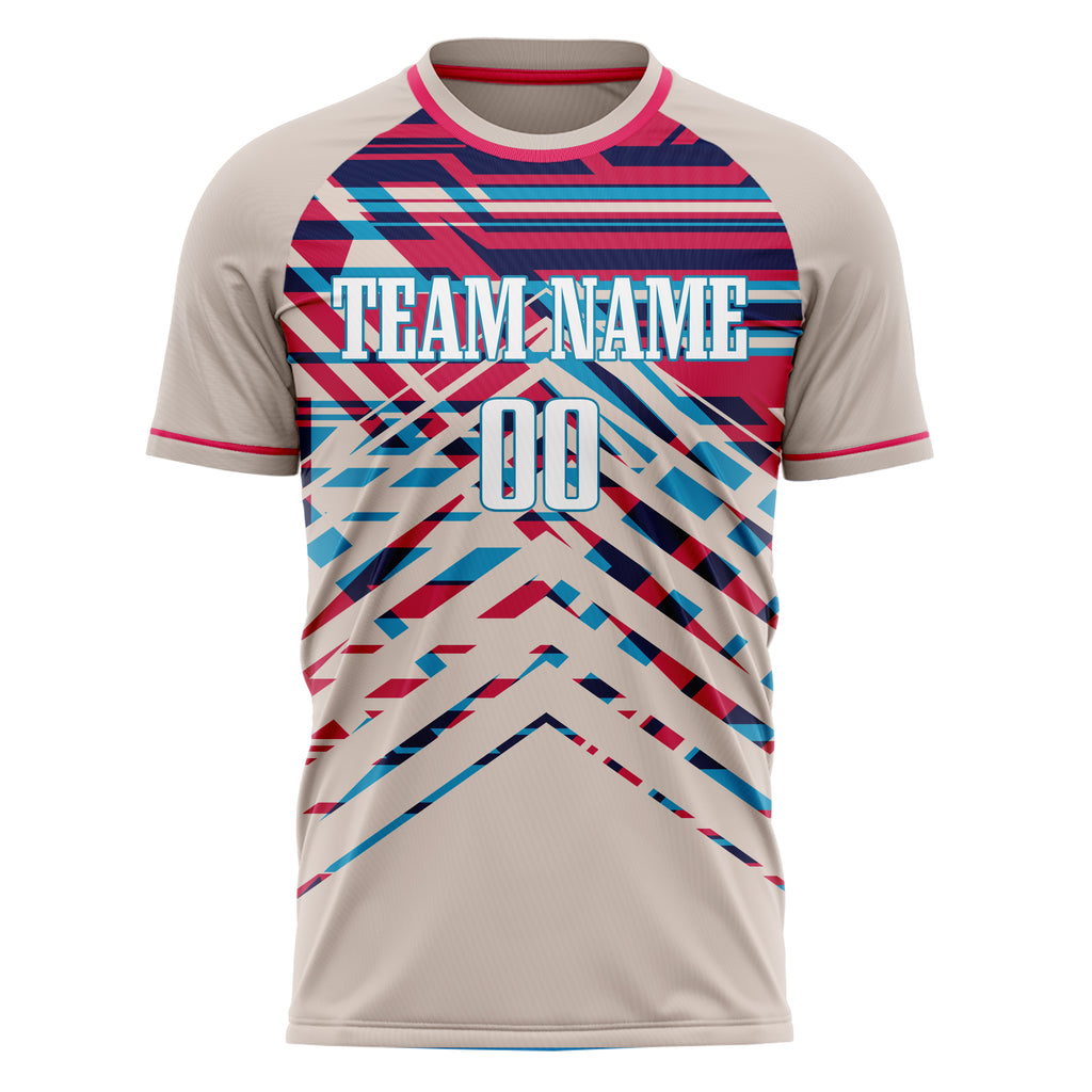 Personalized Cream & Pink Pattern Soccer Jersey