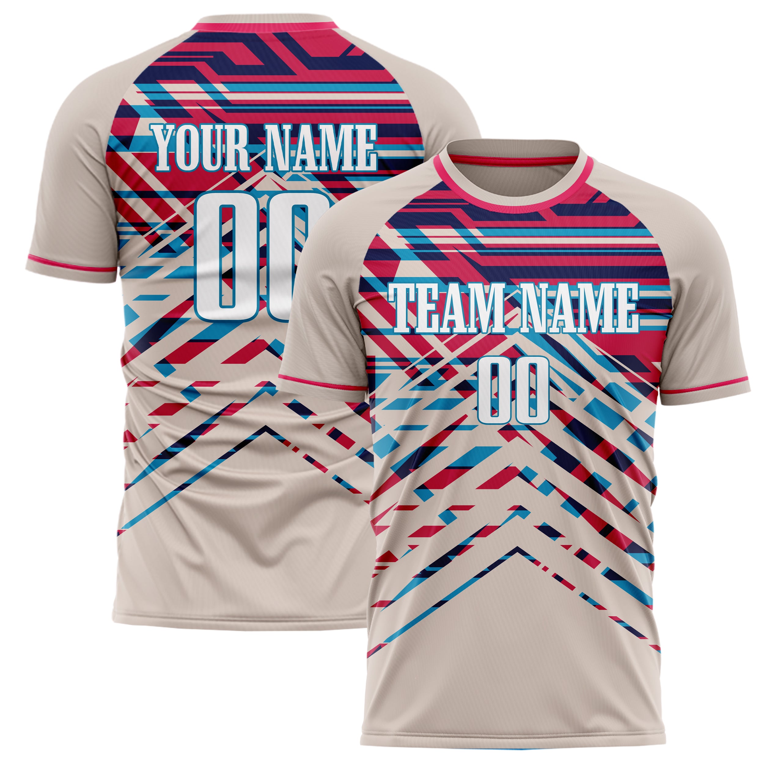 Personalized Cream & Pink Pattern Soccer Jersey