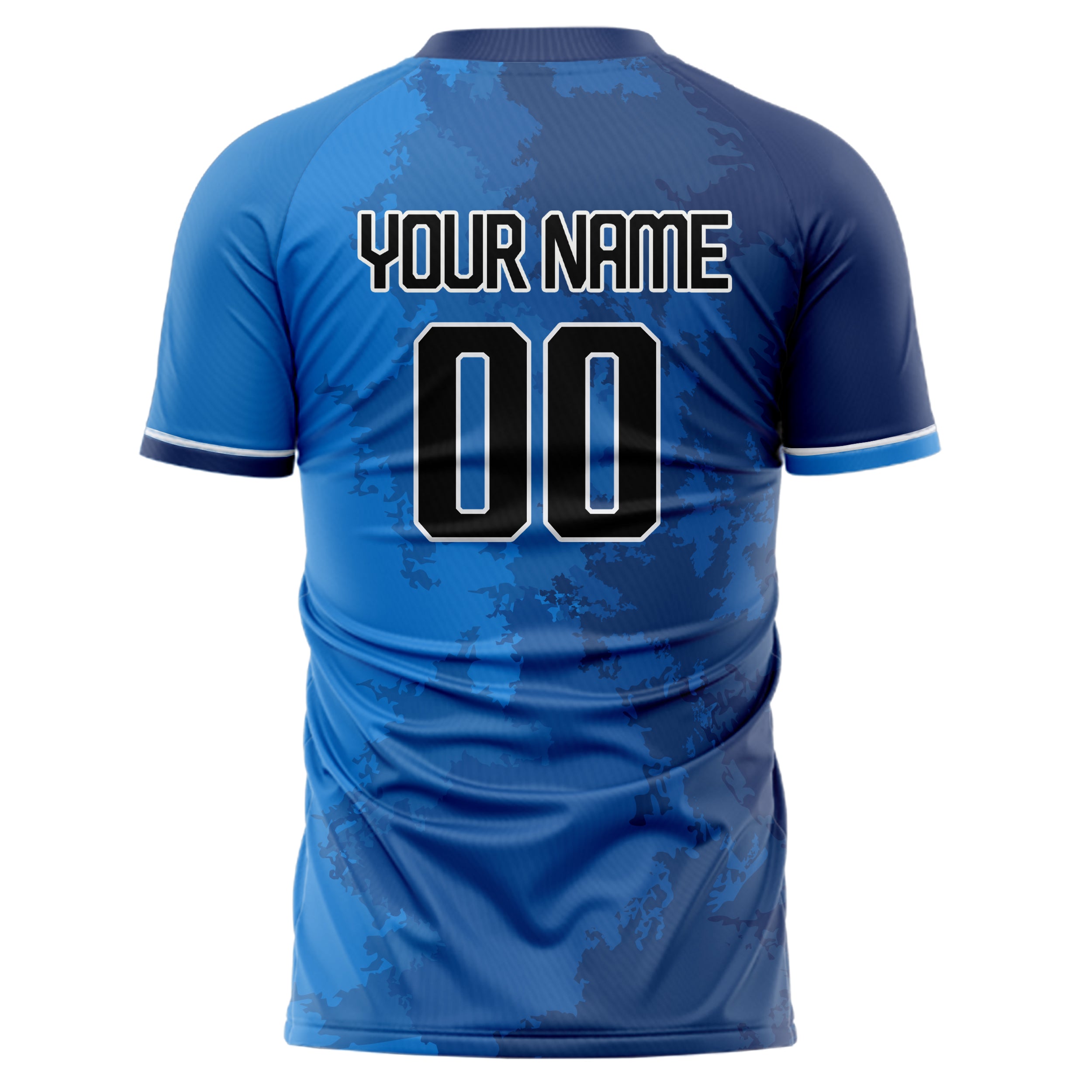 Personalized Blue & Black Pattern Soccer Jersey