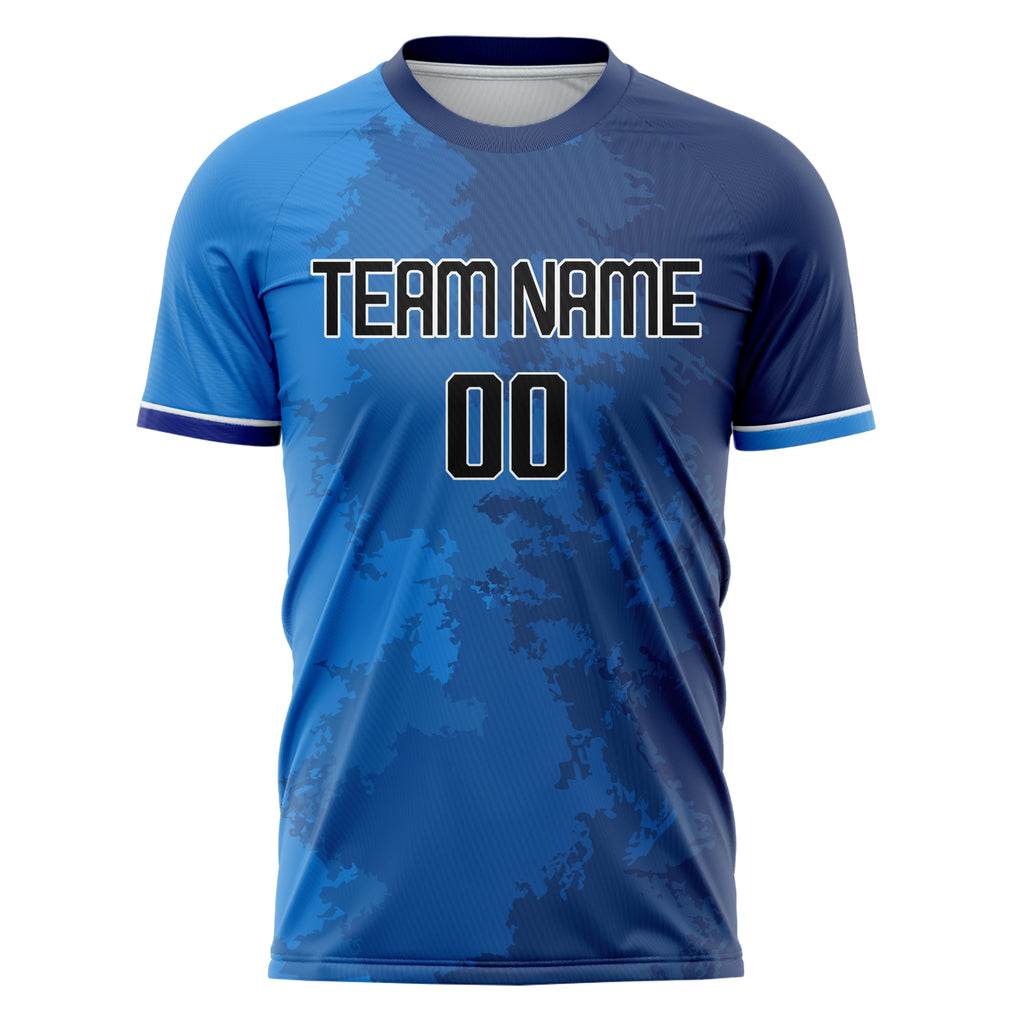 Personalized Blue & Black Pattern Soccer Jersey