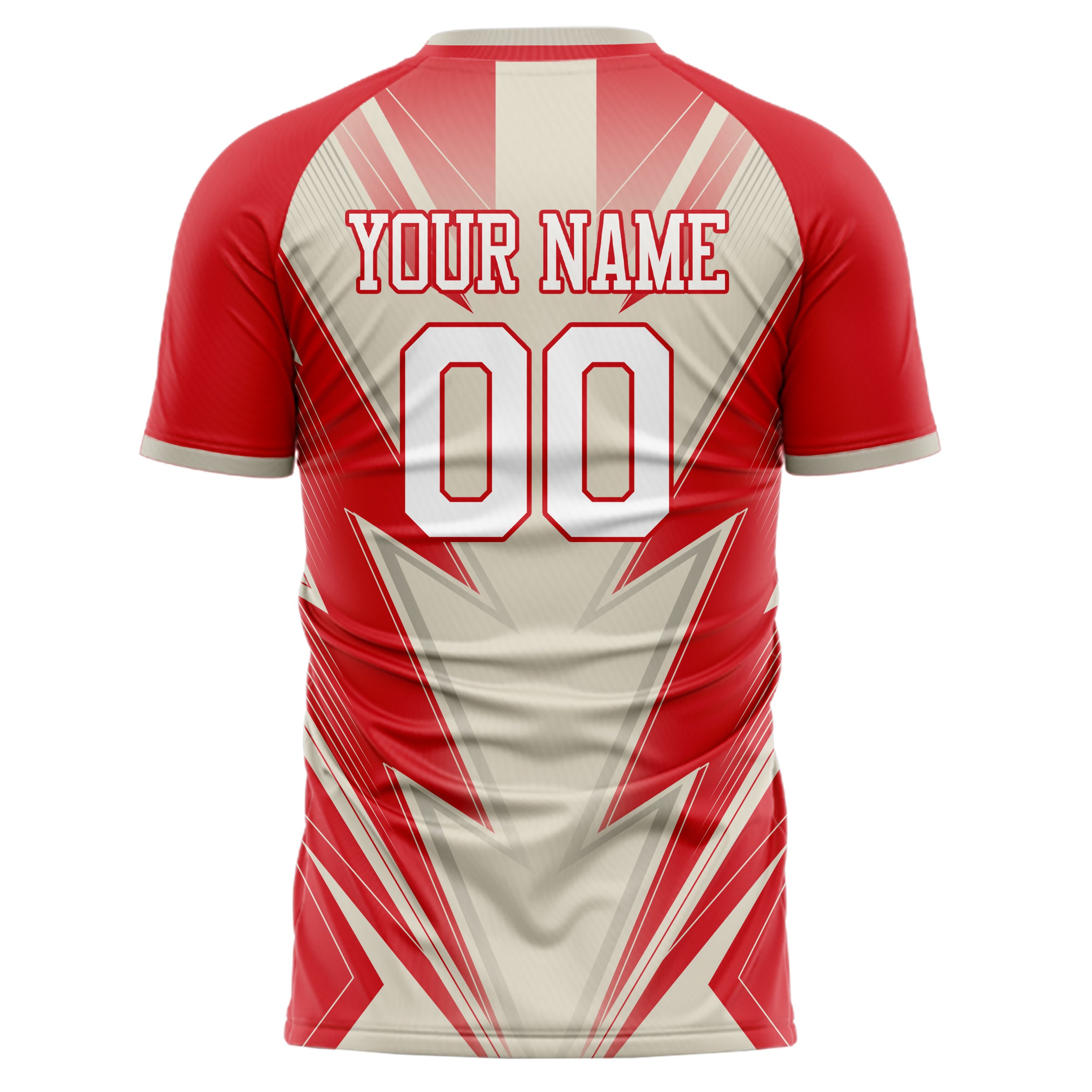 Personalized Red & Cream Pattern Soccer Jersey