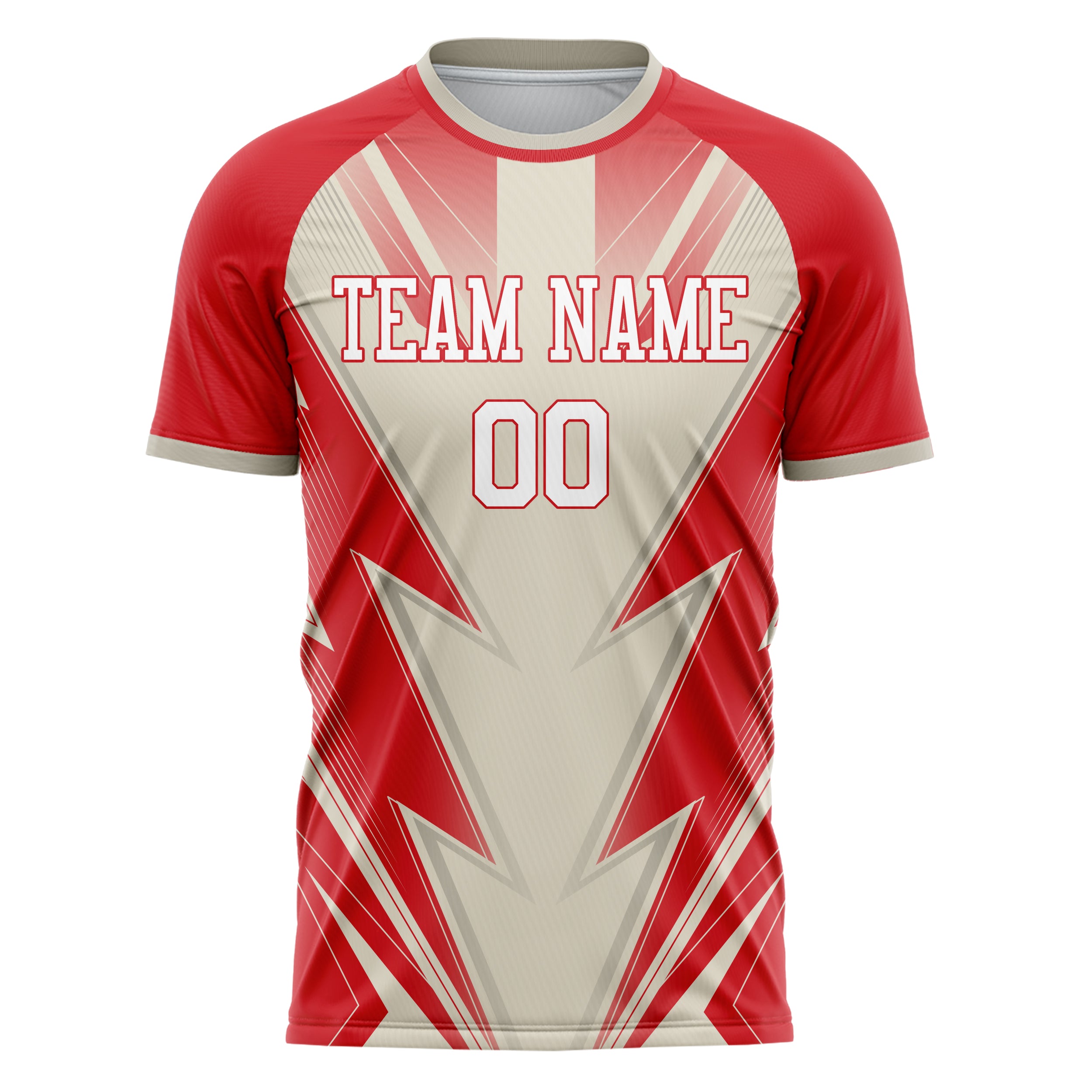 Personalized Red & Cream Pattern Soccer Jersey