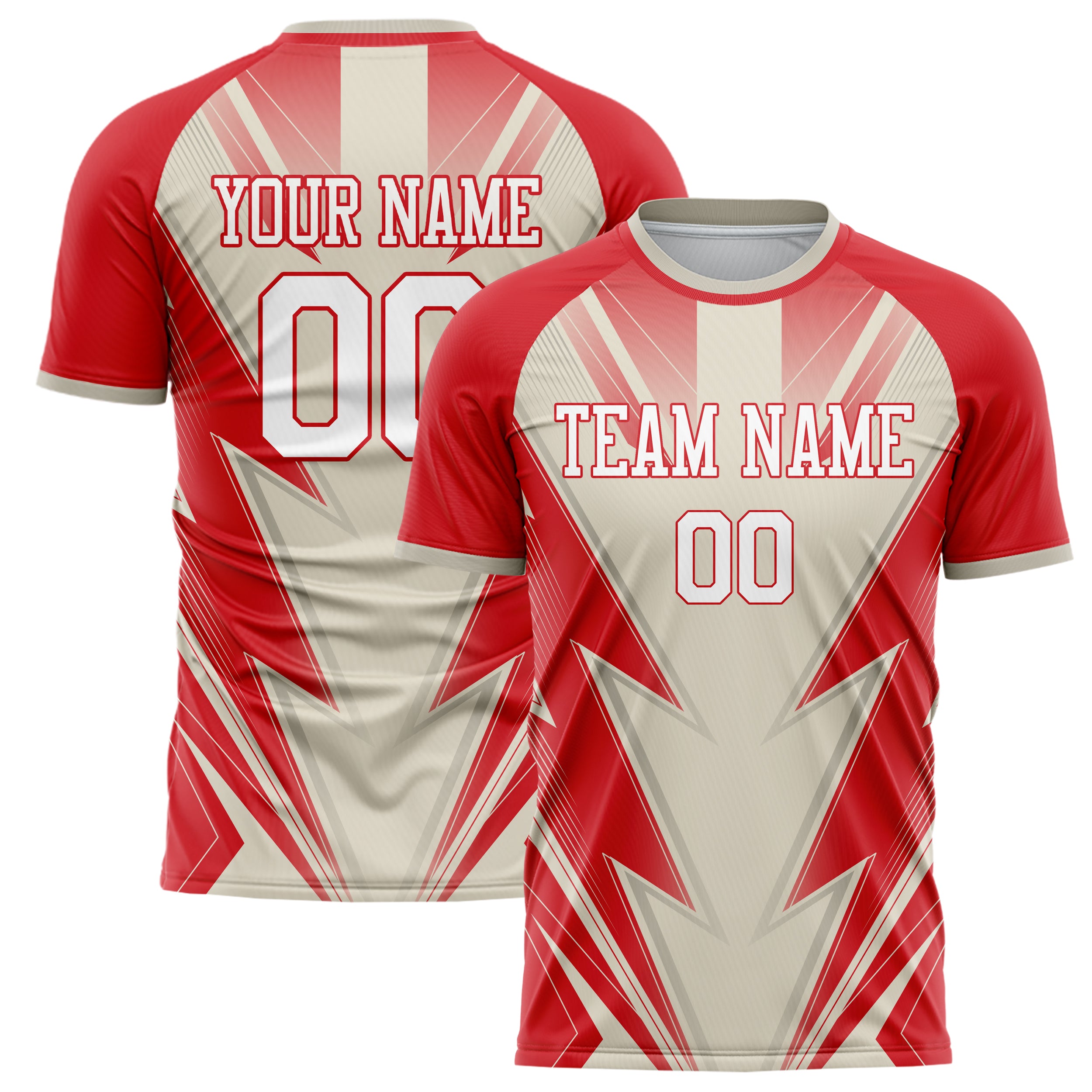 Personalized Red & Cream Pattern Soccer Jersey