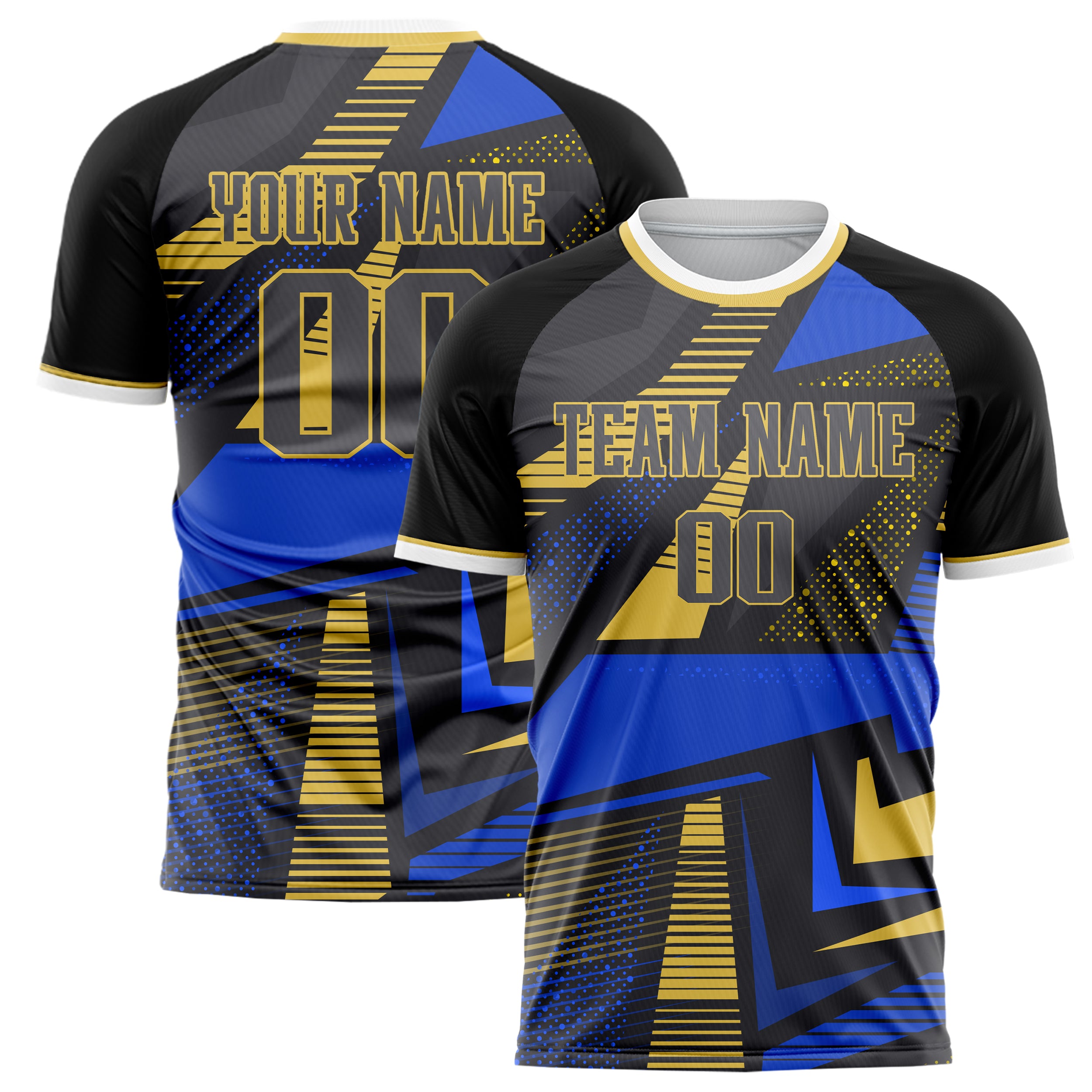 Personalized Black & Blue Pattern Soccer Jersey