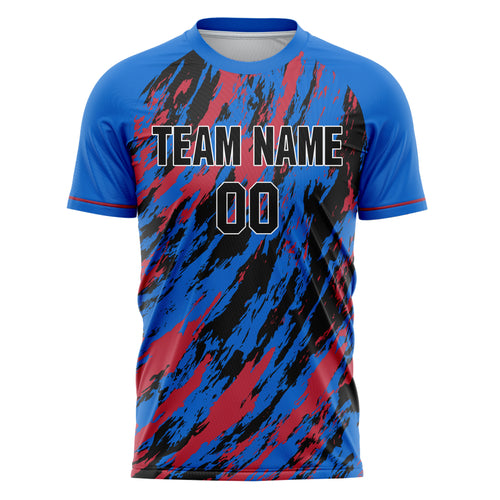 Personalized Blue & Black Pattern Soccer Jersey